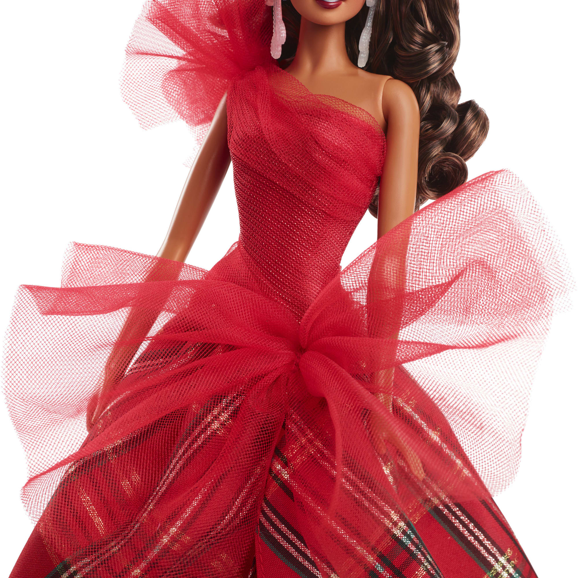 Barbie 2024 Holiday Barbie Dolls, Seasonal Collector Gift, Barbie Signature, Plaid Gown With Red Bow - Image 3
