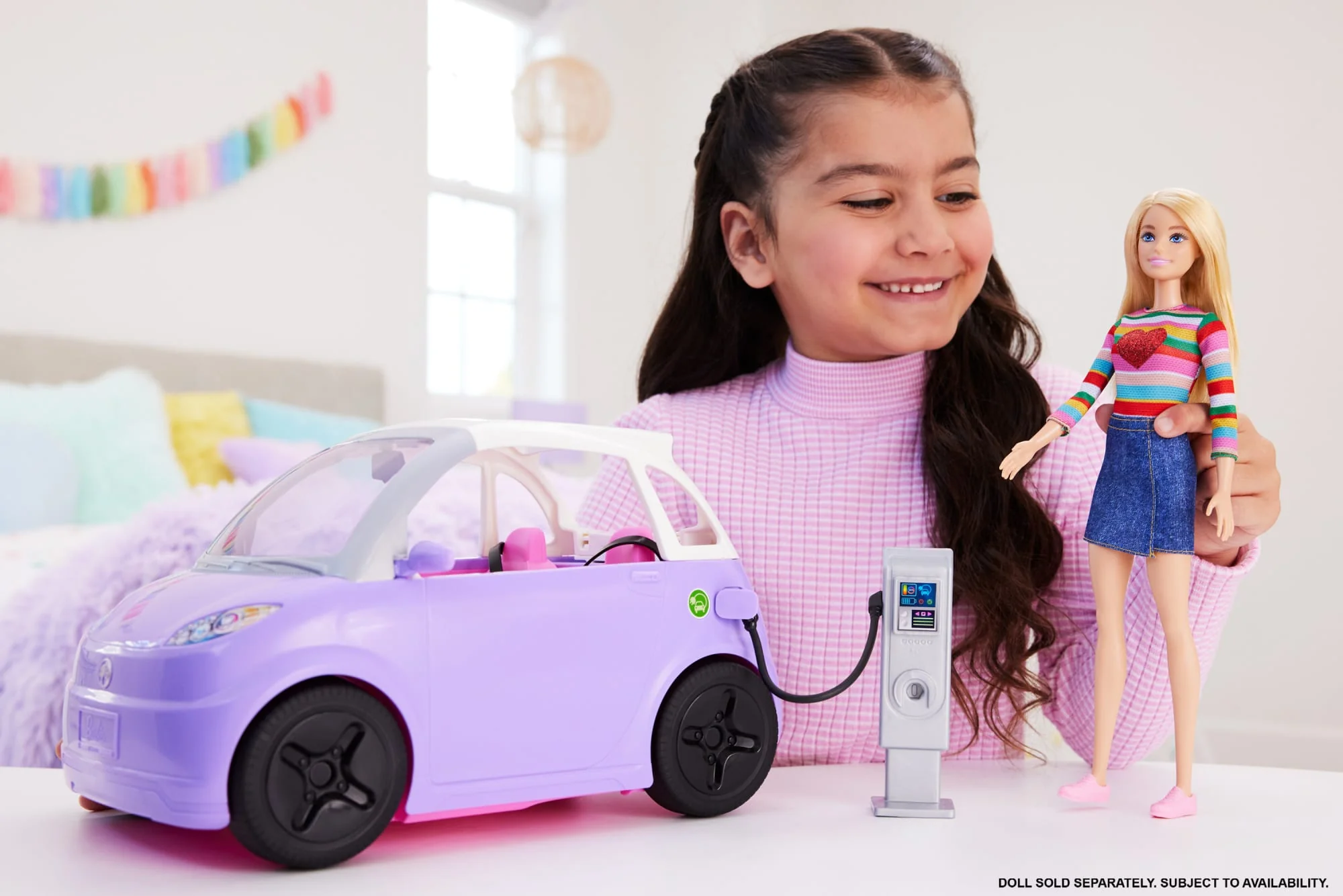 Barbie Car, Kids Toys, “Electric Vehicle” With Charging Station - Image 2