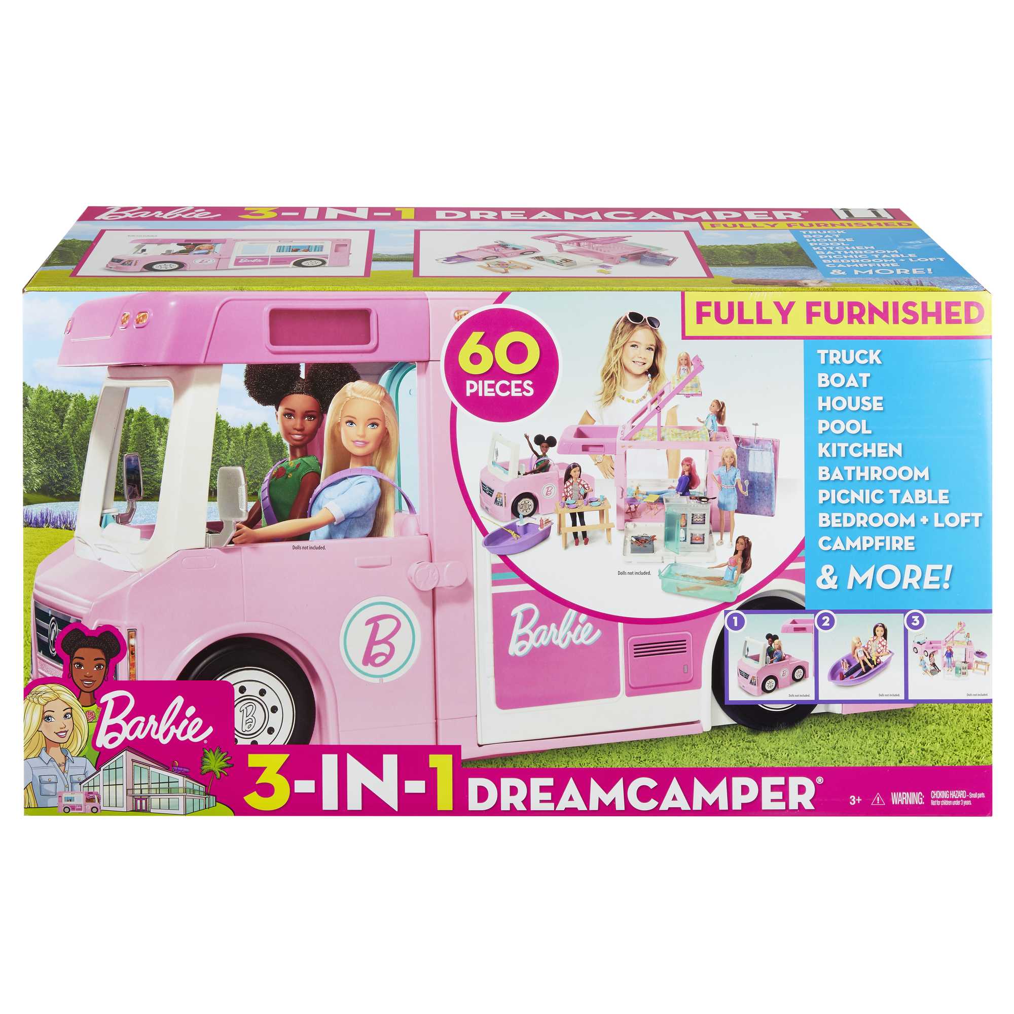 Barbie Camper, Doll Playset With 50 Accessories, Truck, Boat And House, 3-In-1 Dream Camper - Image 6