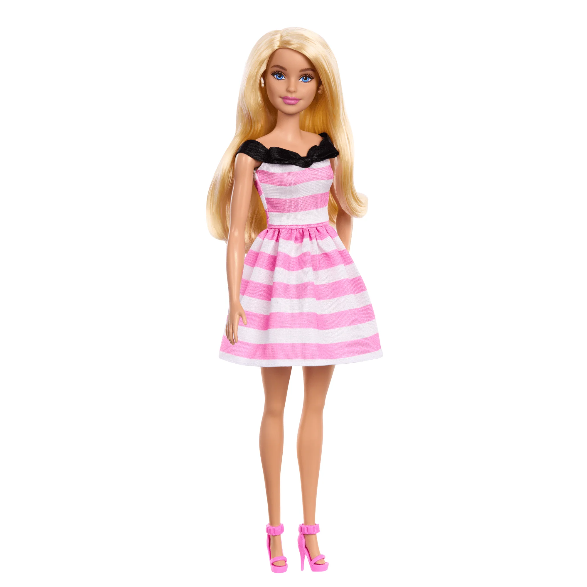 Barbie 65th Anniversary Fashion Doll With Blonde Hair, Pink Striped Dress And Accessories - Image 5