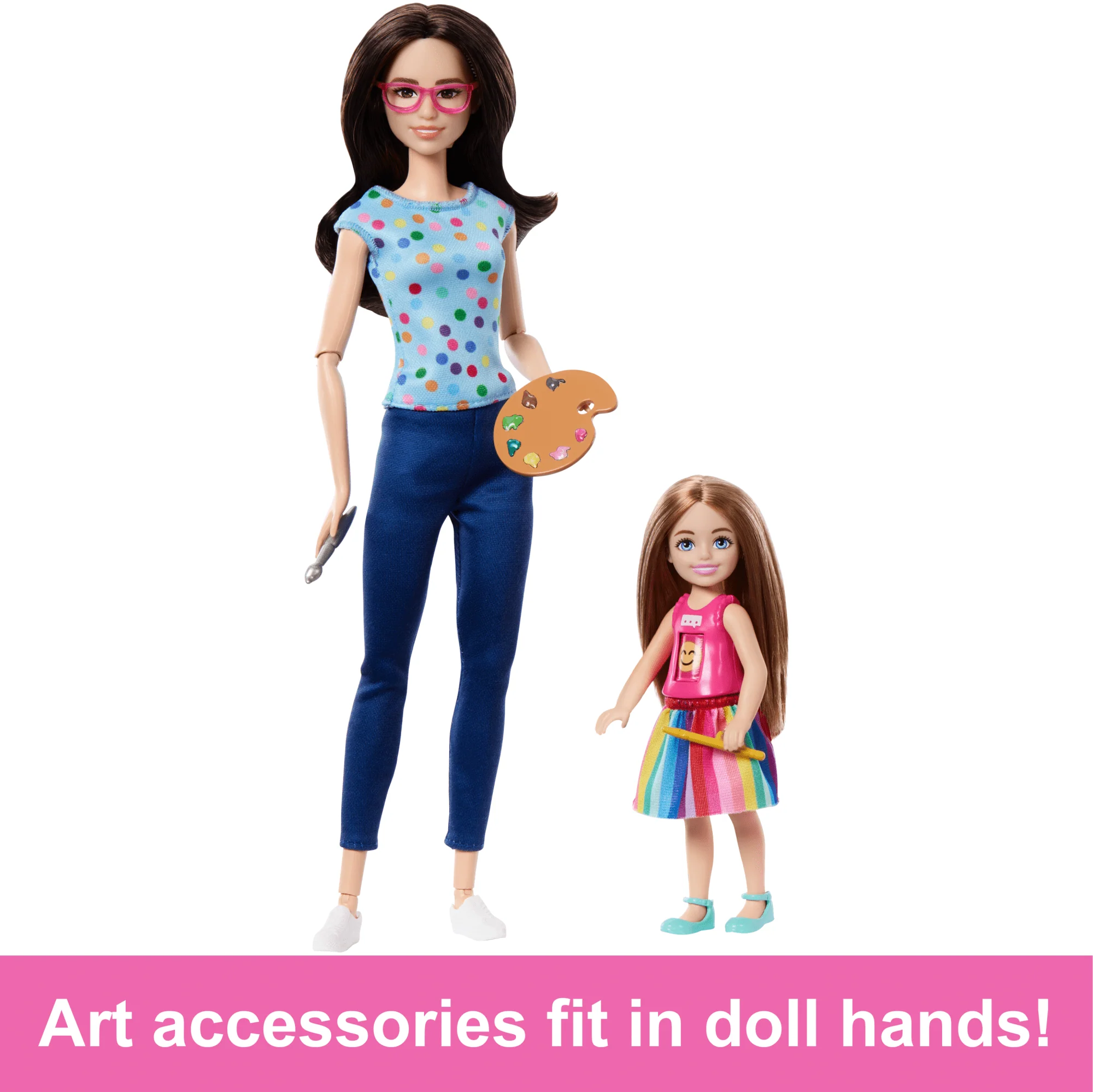 Barbie Art Therapy Playset With 2 Dolls, Pet & Accessories, Shirt On Small Doll Rotates Emoji - Image 4