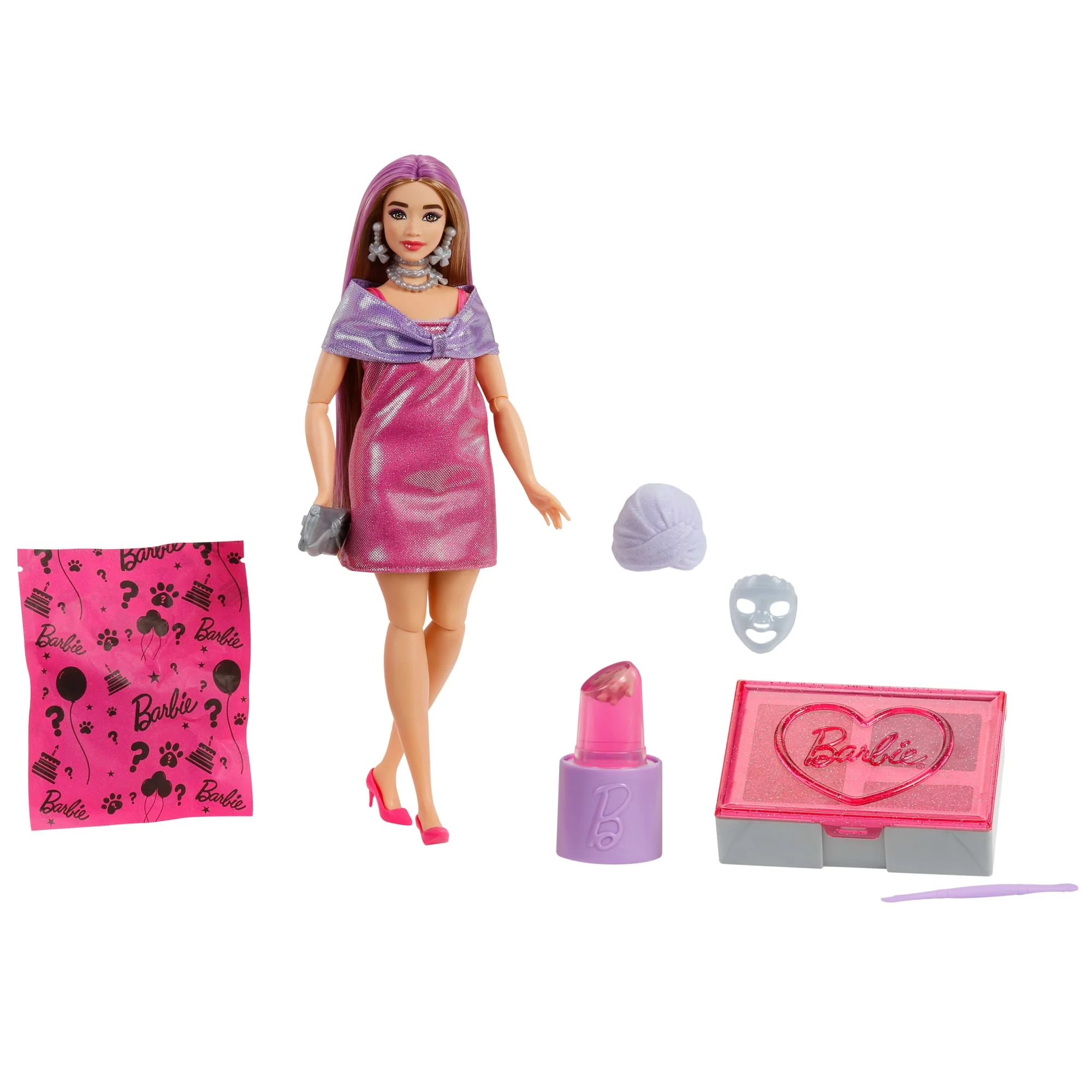 Barbie Party Unboxed Glam Party Series Pink Sparkle Doll & Accessories With 10 Surprises - Image 2