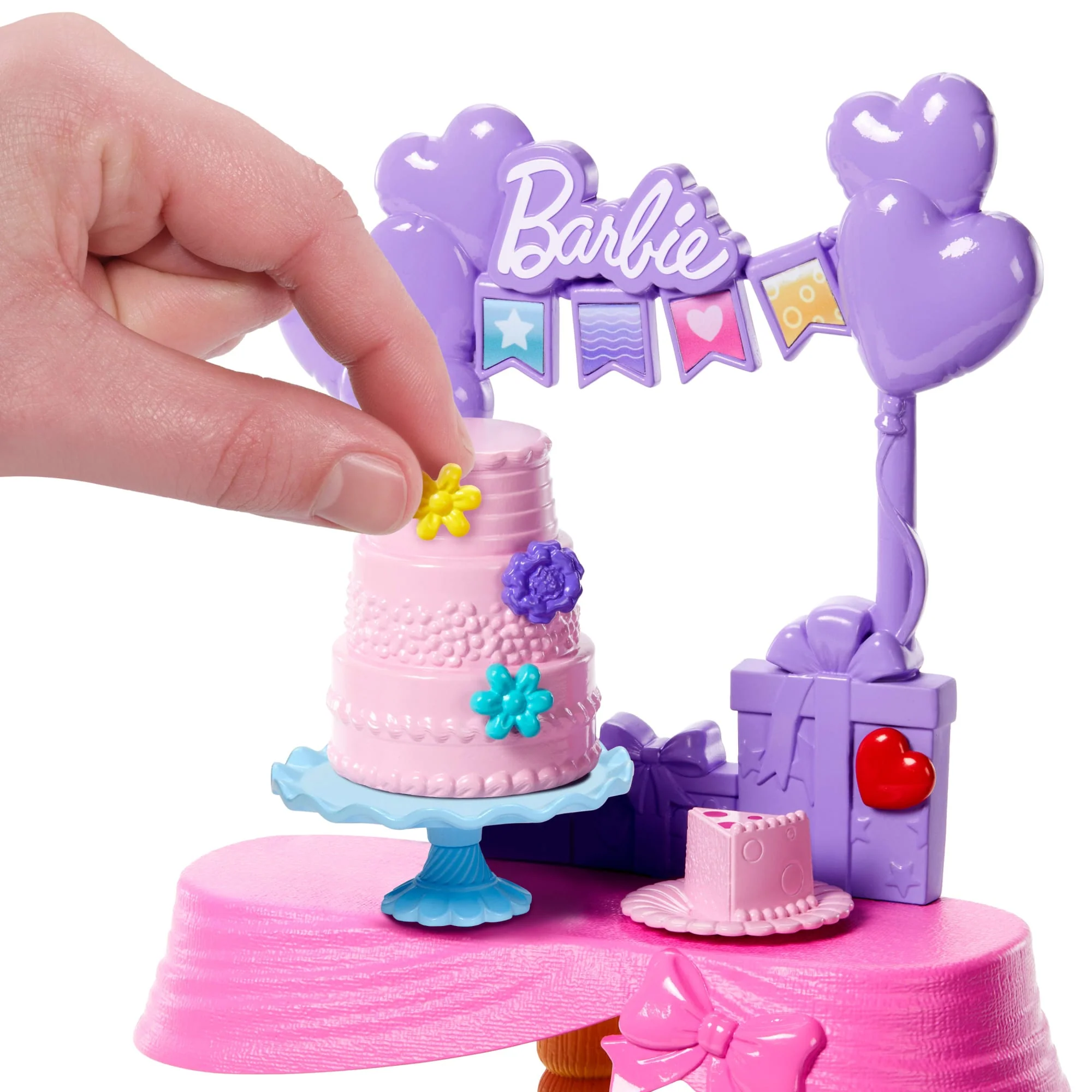Barbie World Birthday Party Set With Doll Accessories including Cake, Presents, & Sticker Sheet - Image 2