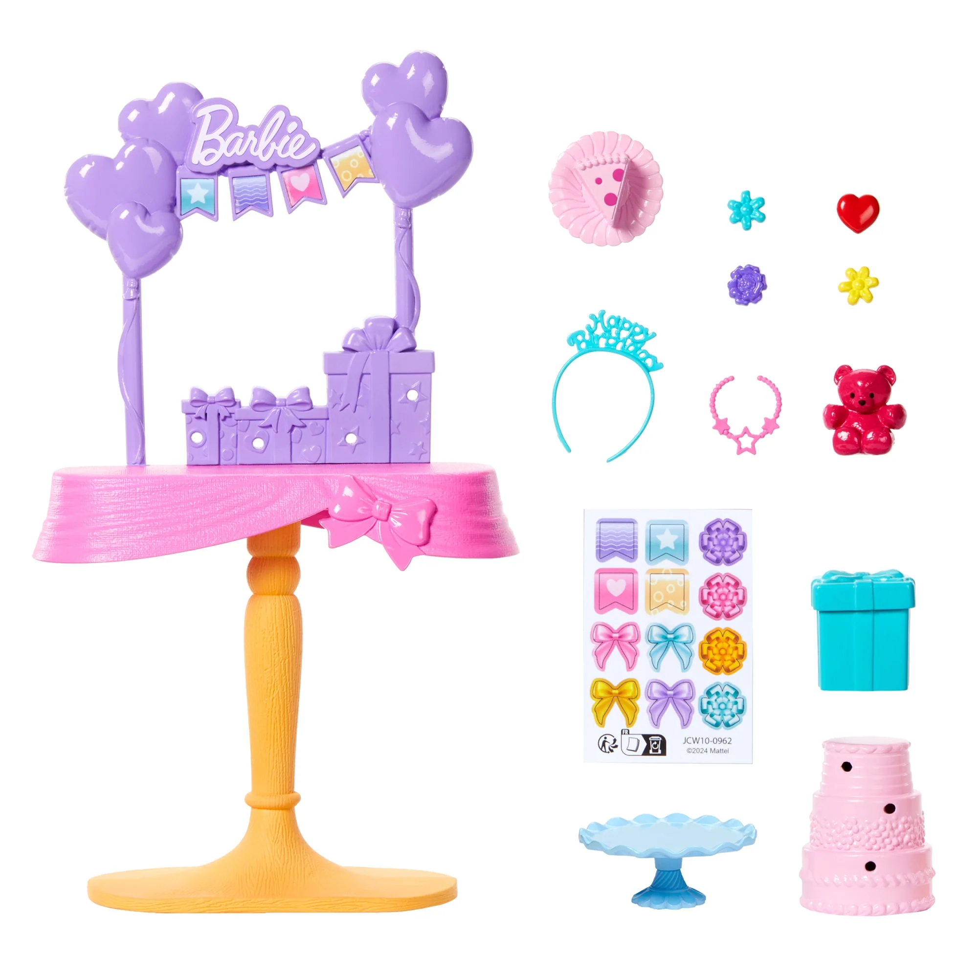 Barbie World Birthday Party Set With Doll Accessories including Cake, Presents, & Sticker Sheet - Image 5