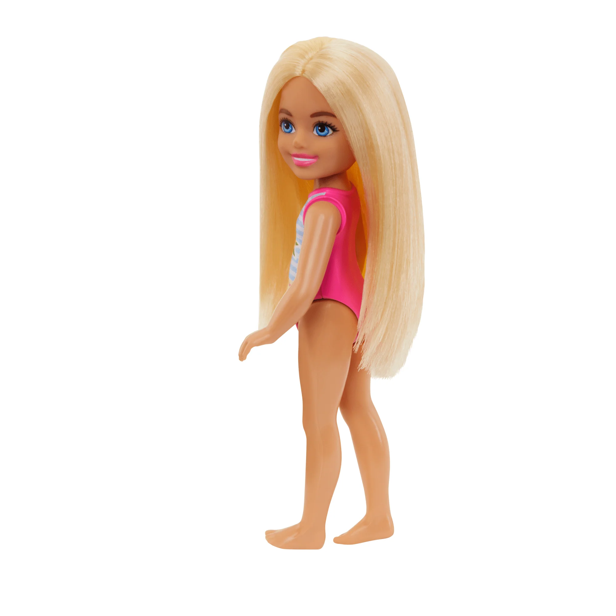 Barbie Chelsea Small Doll With Beach Swimsuit, Stripes & Floral Print, Blonde Hair & Blue Eyes - Image 5