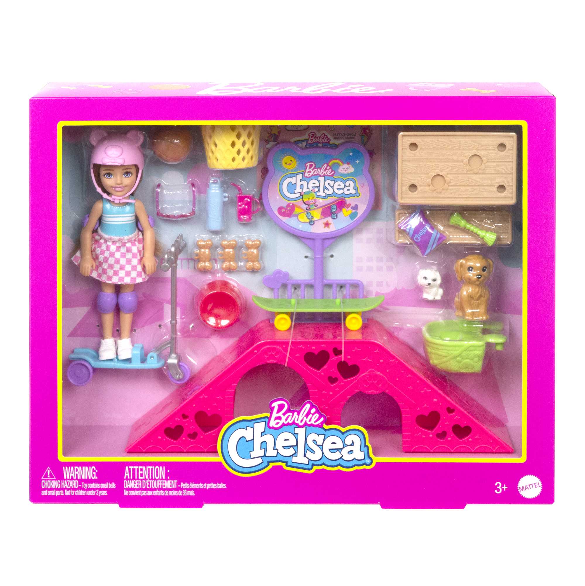 Barbie Chelsea Doll And Accessories, Skatepark Playset With 2 Puppies And 15+ Pieces - Image 6