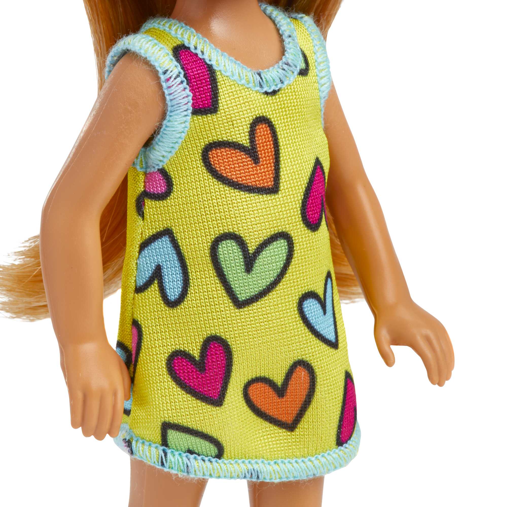 Barbie Chelsea Doll, Wearing Removable Heart-Print Dress With Brunette Hair & Brown Eyes - Image 5