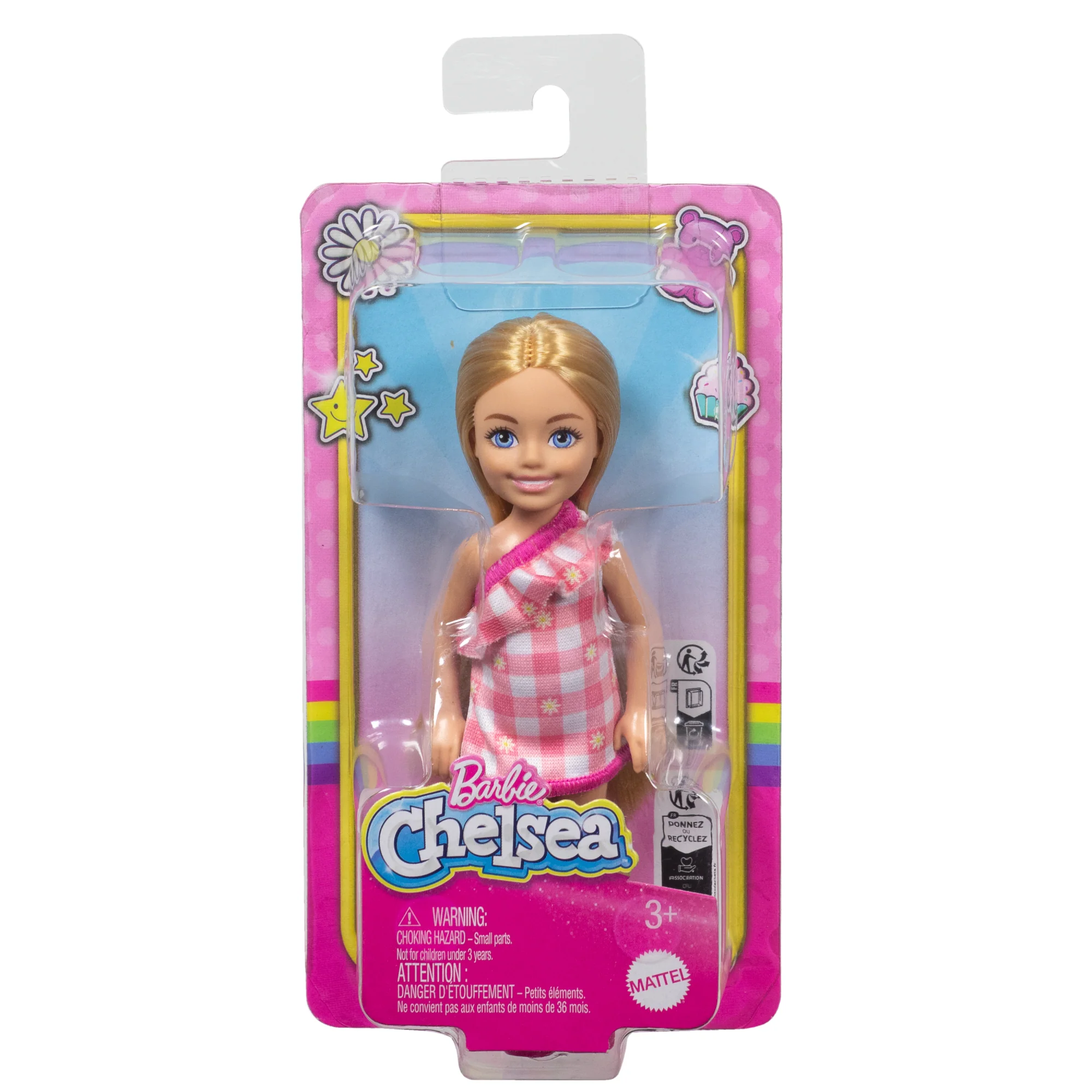 Barbie Chelsea Doll, Small Doll Wearing Removable Checked Dress With Blonde Hair & Blue Eyes - Image 6