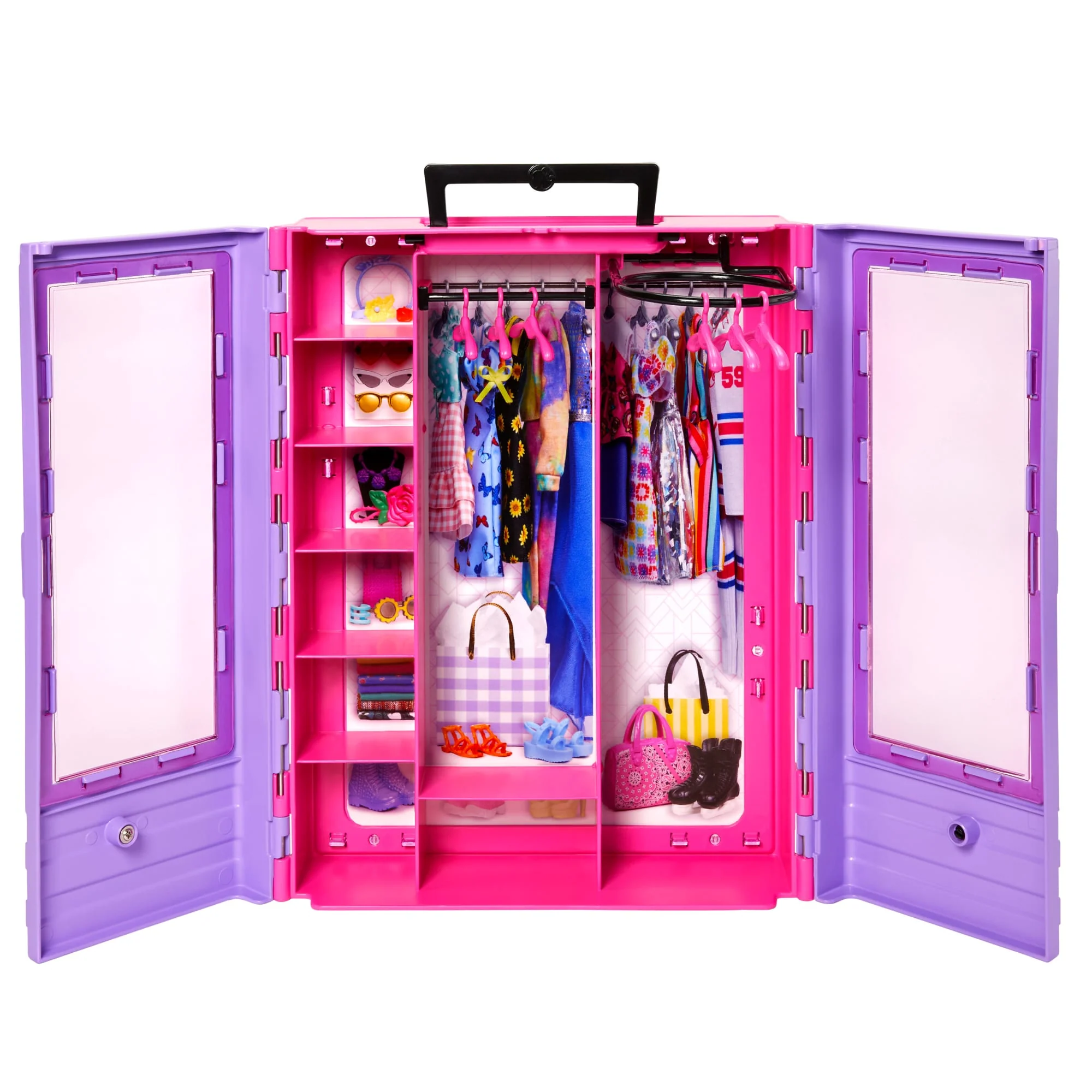 Barbie Closet With 6 Hangars, Accessory Features Translucent Doors, Racks & Shelves - Image 3