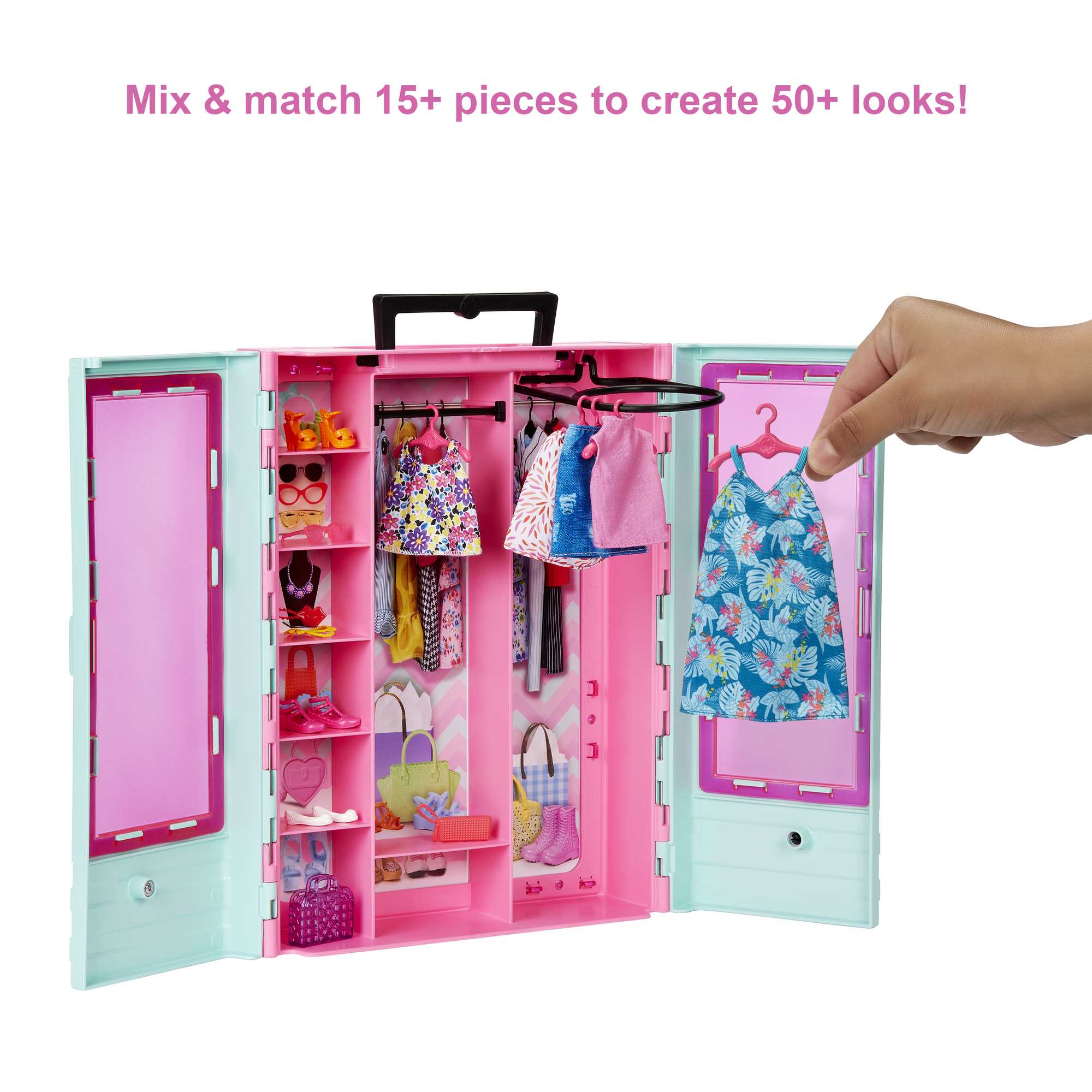 Barbie Closet Playset With 3 Outfits & Accessories, 3 To 8 Years - Image 2