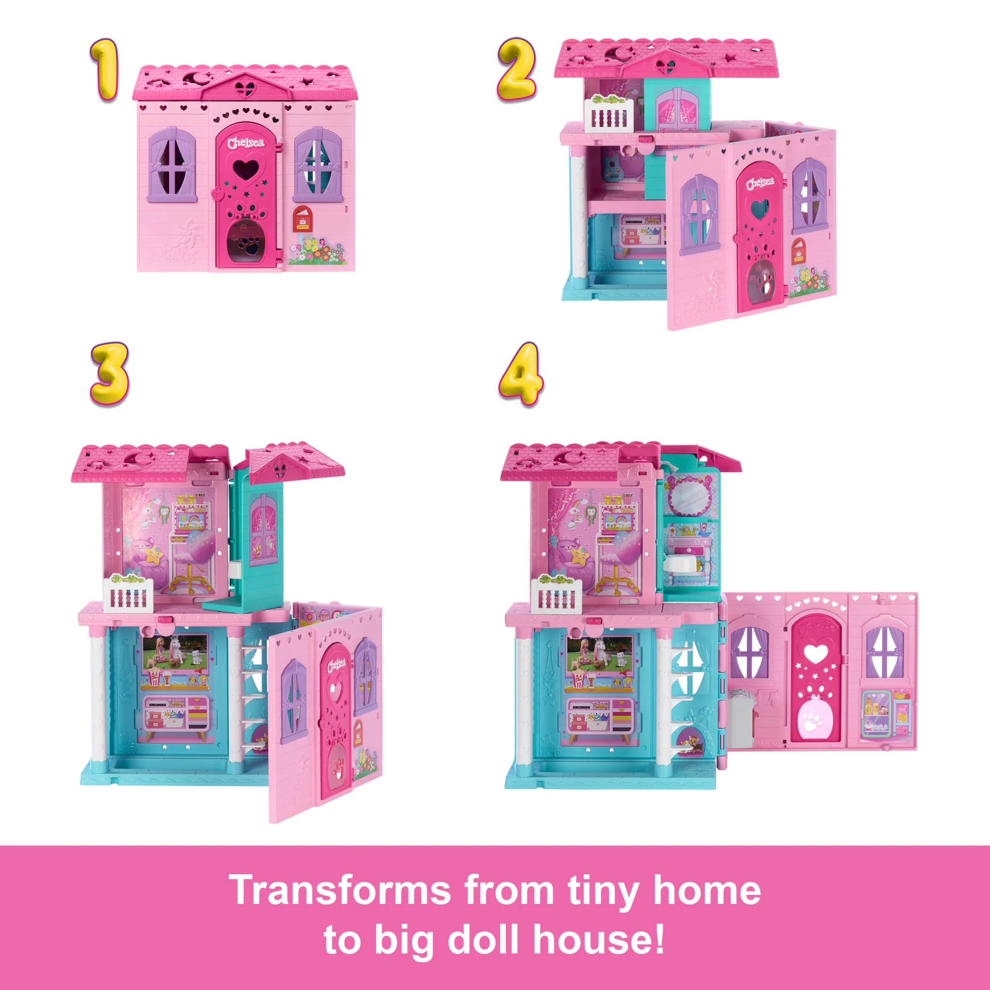 Barbie Chelsea Pop-Up Doll House With Doll & 15+ Accessories, House Expands To 17+ X 13+ Inches - Image 4