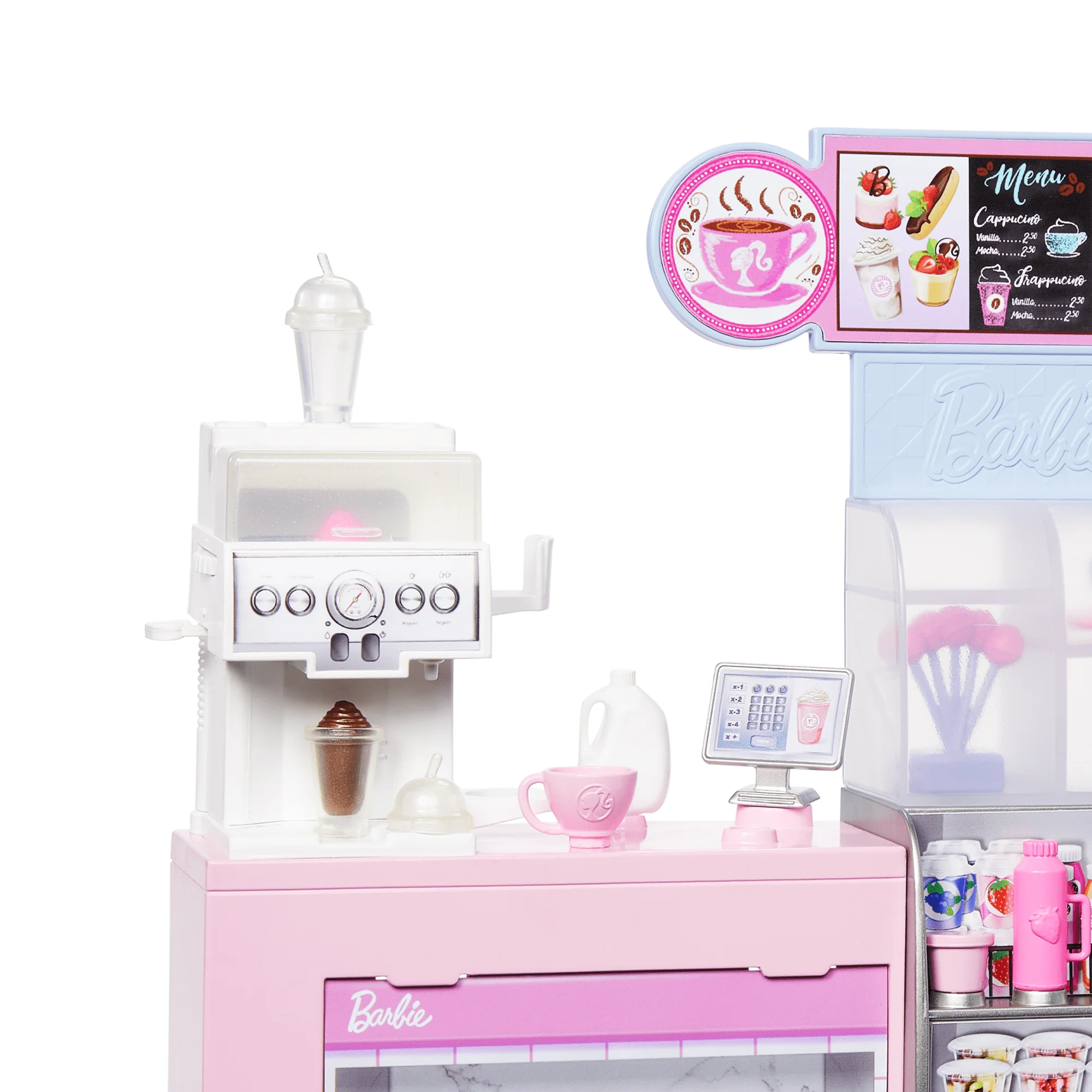 Barbie Coffee Shop Playset With Blonde Barista Doll, Working Coffee Maker & 10+ Accessories - Image 4