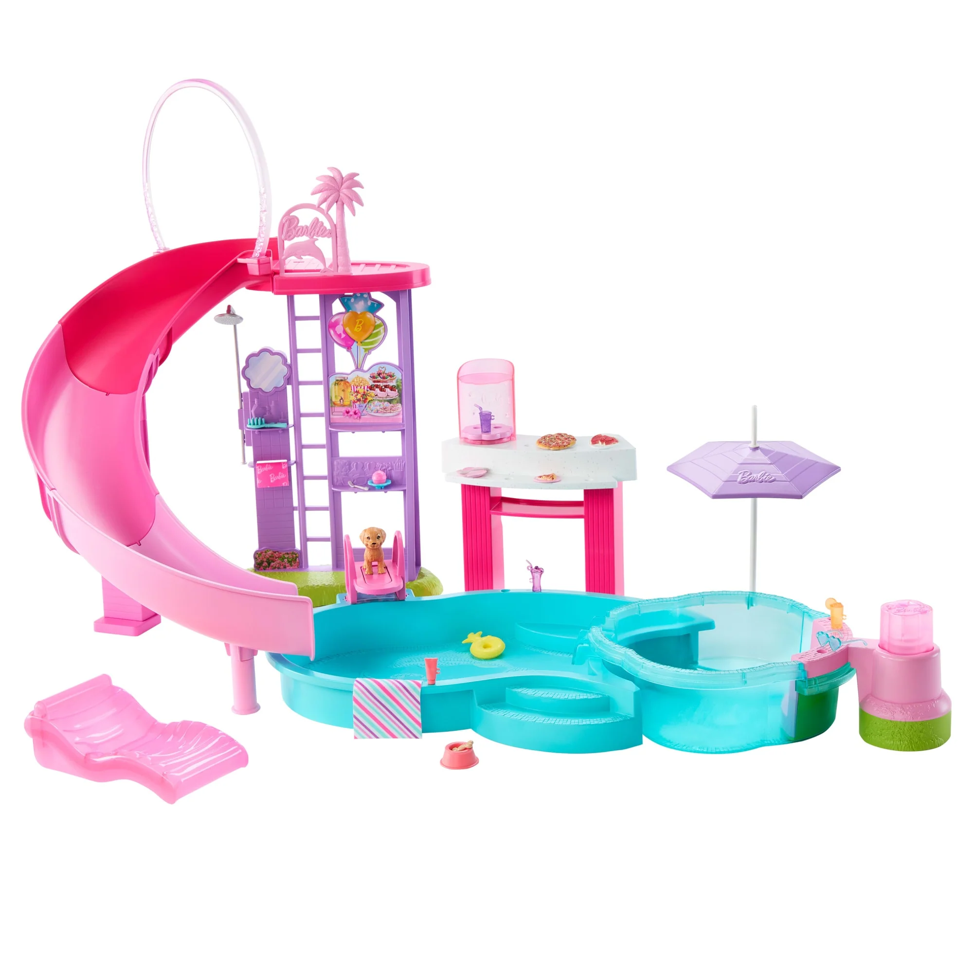 Barbie-Coffret Piscine de Rêve-Toboggan, Jacuzzi, + de 20Accessoires