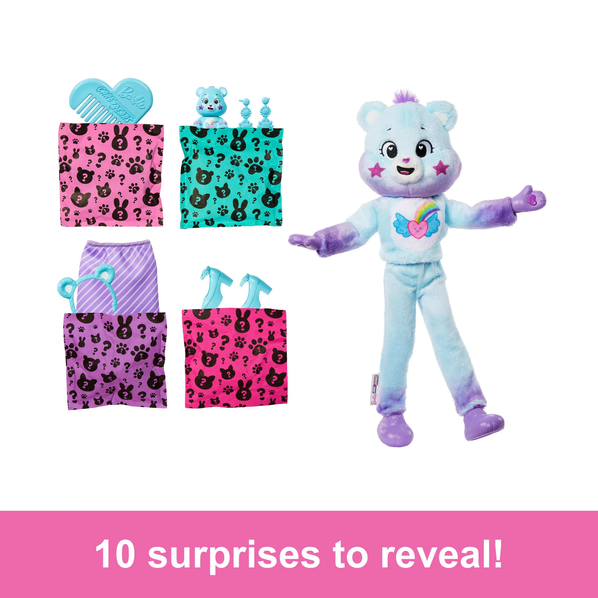 Barbie Cutie Reveal Care Bears Doll & Accessories, Series 2 Dream Bright Bear With 10 Surprises - Image 2