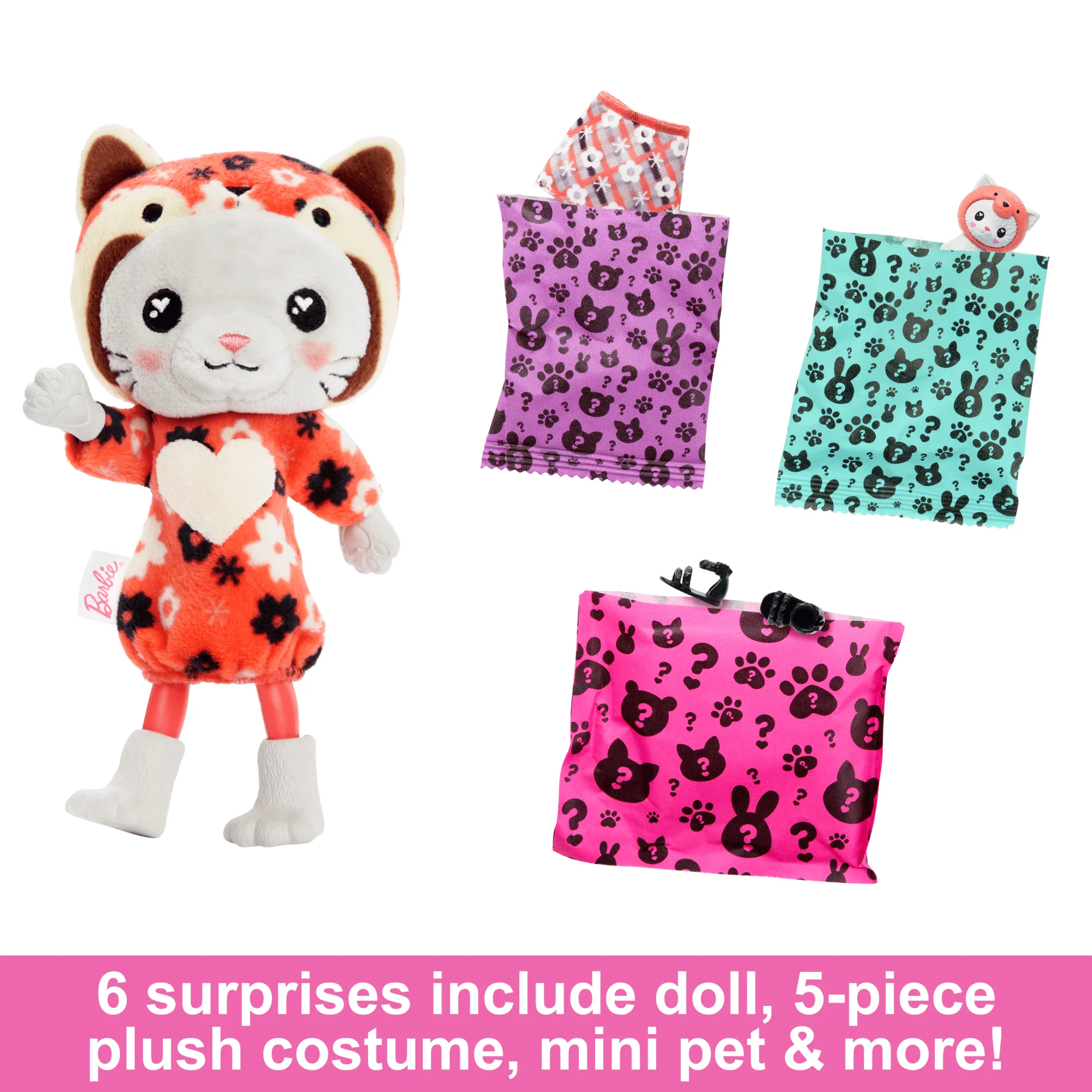 Barbie Cutie Reveal Costume-Themed Series Chelsea Small Doll & Accessories, Kitten As Red Panda - Image 3