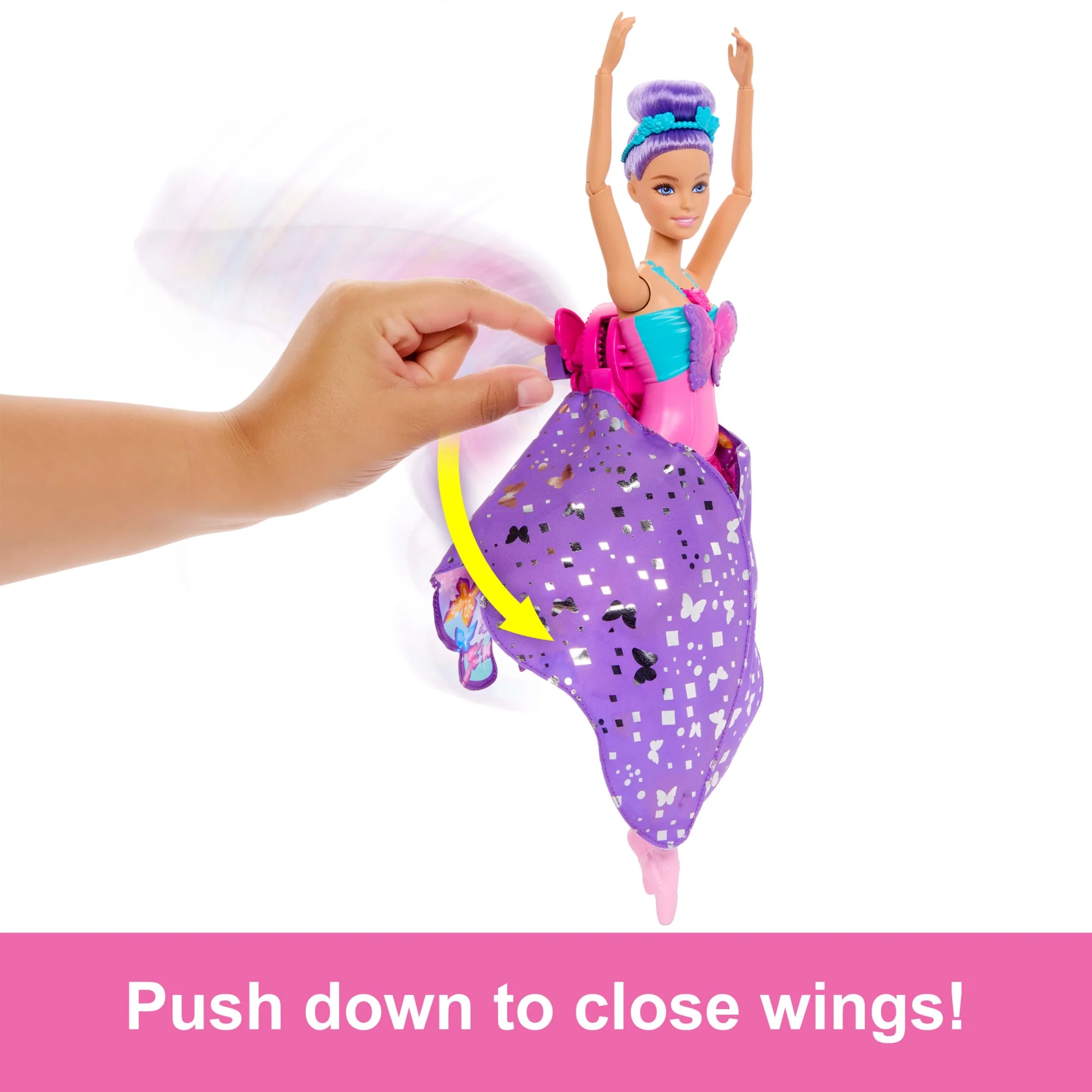 Barbie Dance And Flutter Doll With 2-in-1 Transformation From Dancer To Butterfly, Purple Hair - Image 4