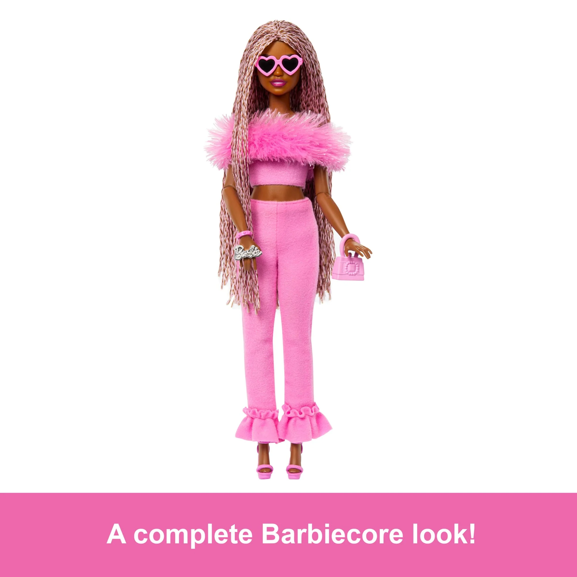 Barbie Deluxe Style Doll #4 in Soft Pink Jumpsuit, Pink And Brown Braided Hair - Image 5