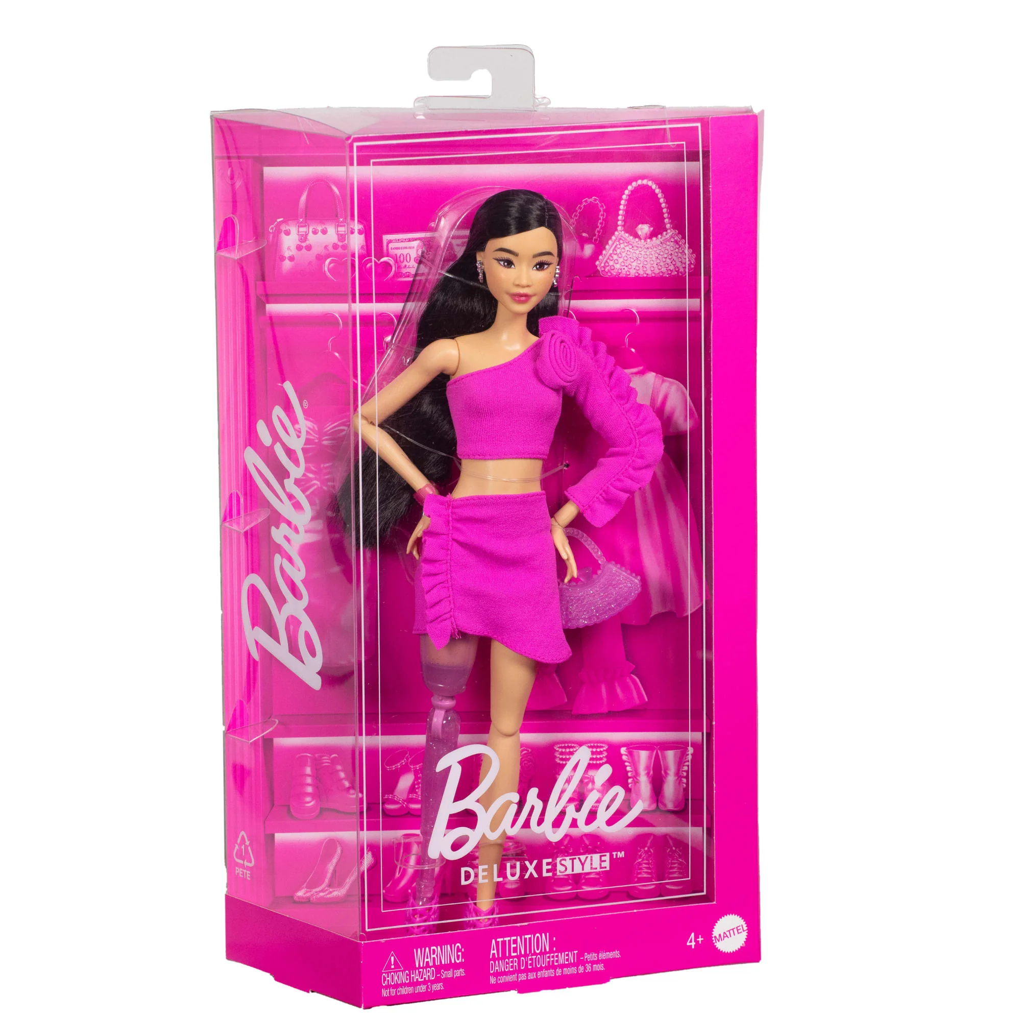 Barbie Deluxe Style #2 Doll in Pink Barbiecore Top And Skirt Set, Black Hair & Prosthetic Leg - Image 6