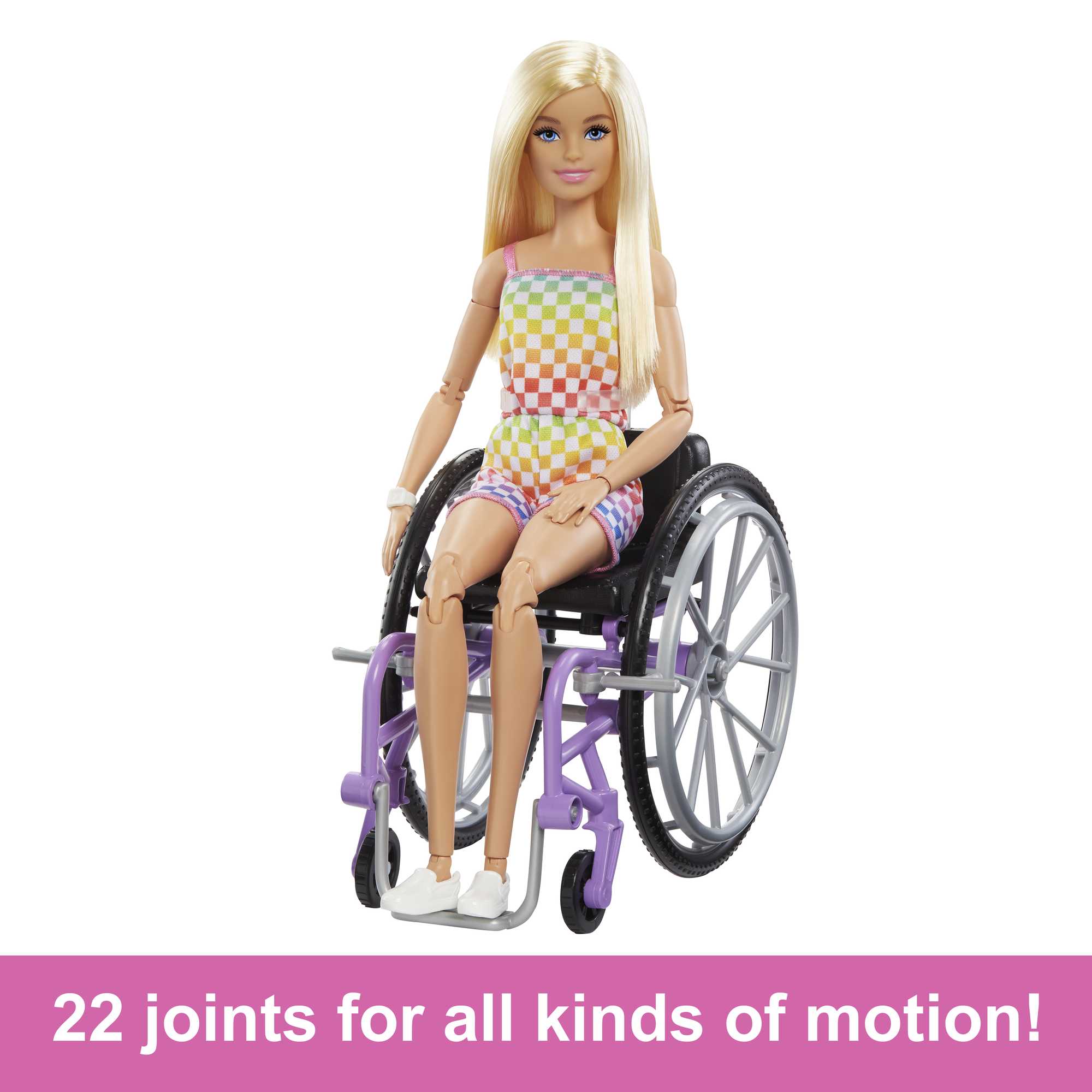 Barbie Fashionistas Doll #194 With Wheelchair & Ramp, Blond Hair, Rainbow Dress & Accessories - Image 5