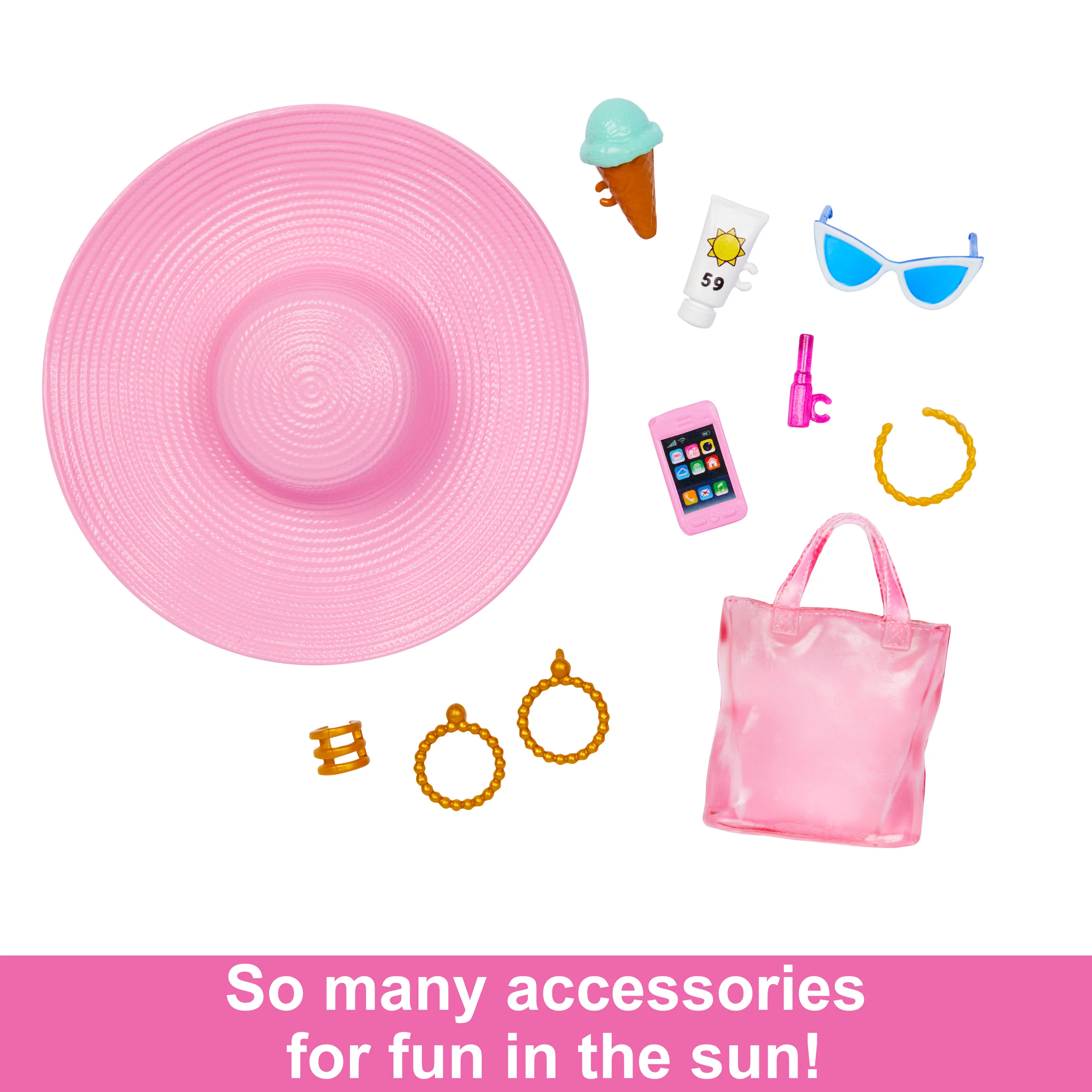 Blonde Barbie Doll With Swimsuit And Beach-Themed Accessories - Image 3