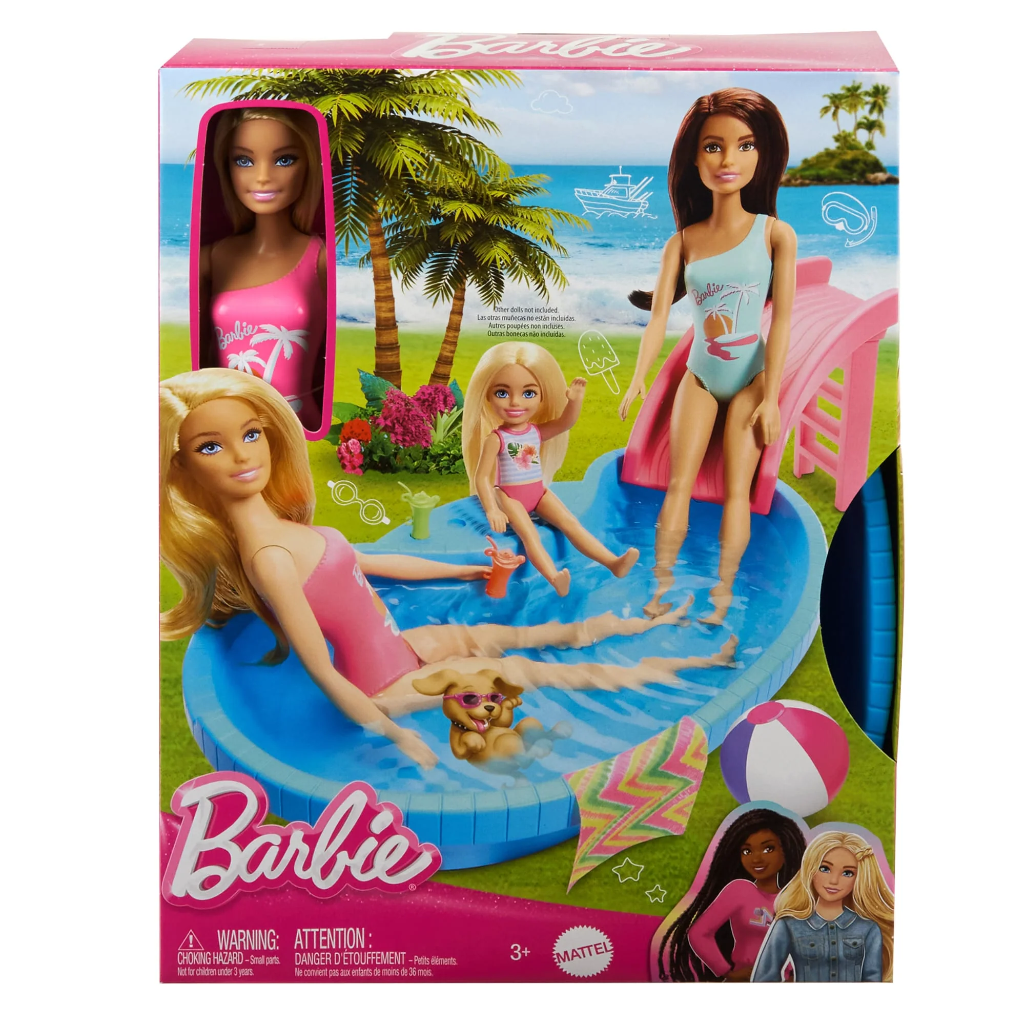 Barbie Doll And Pool Playset, Blonde With Pool, Slide, Towel And Drink Accessories - Image 5