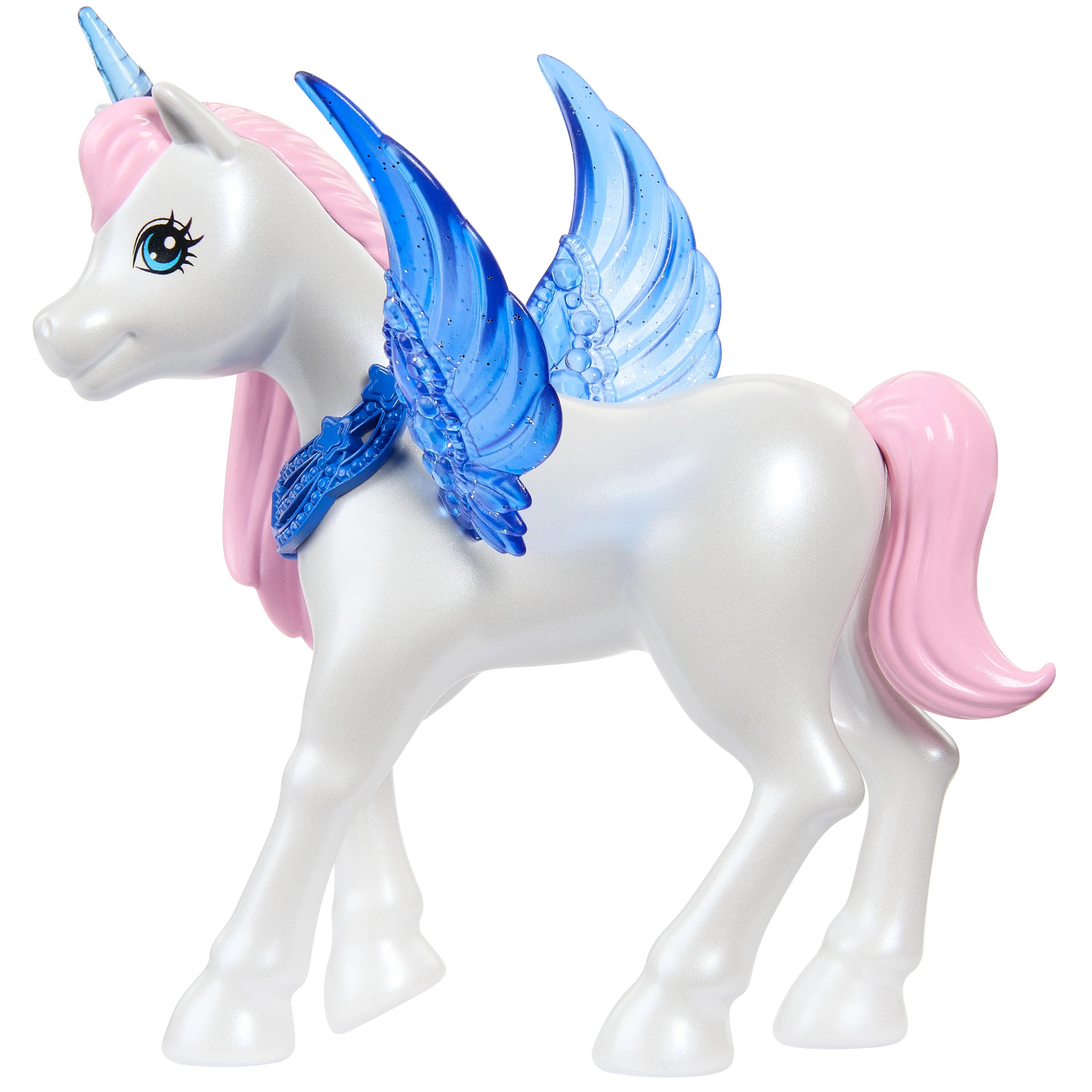 Barbie Unicorn Toy, 65th Anniversary Doll With Blue Hair, Pink Gown & Pet Alicorn - Image 4