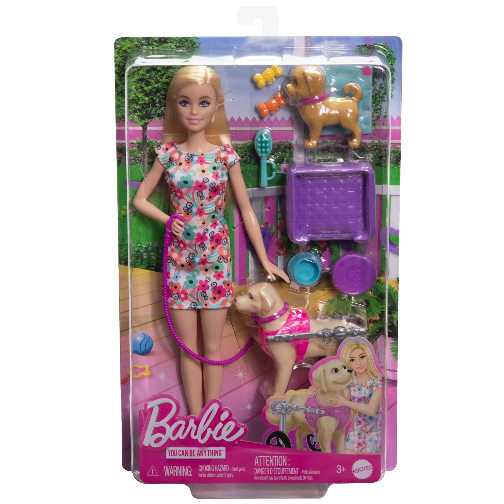 Barbie Doll With A Toy Pup And Dog in A Wheelchair, Plus Pet Accessories - Image 6