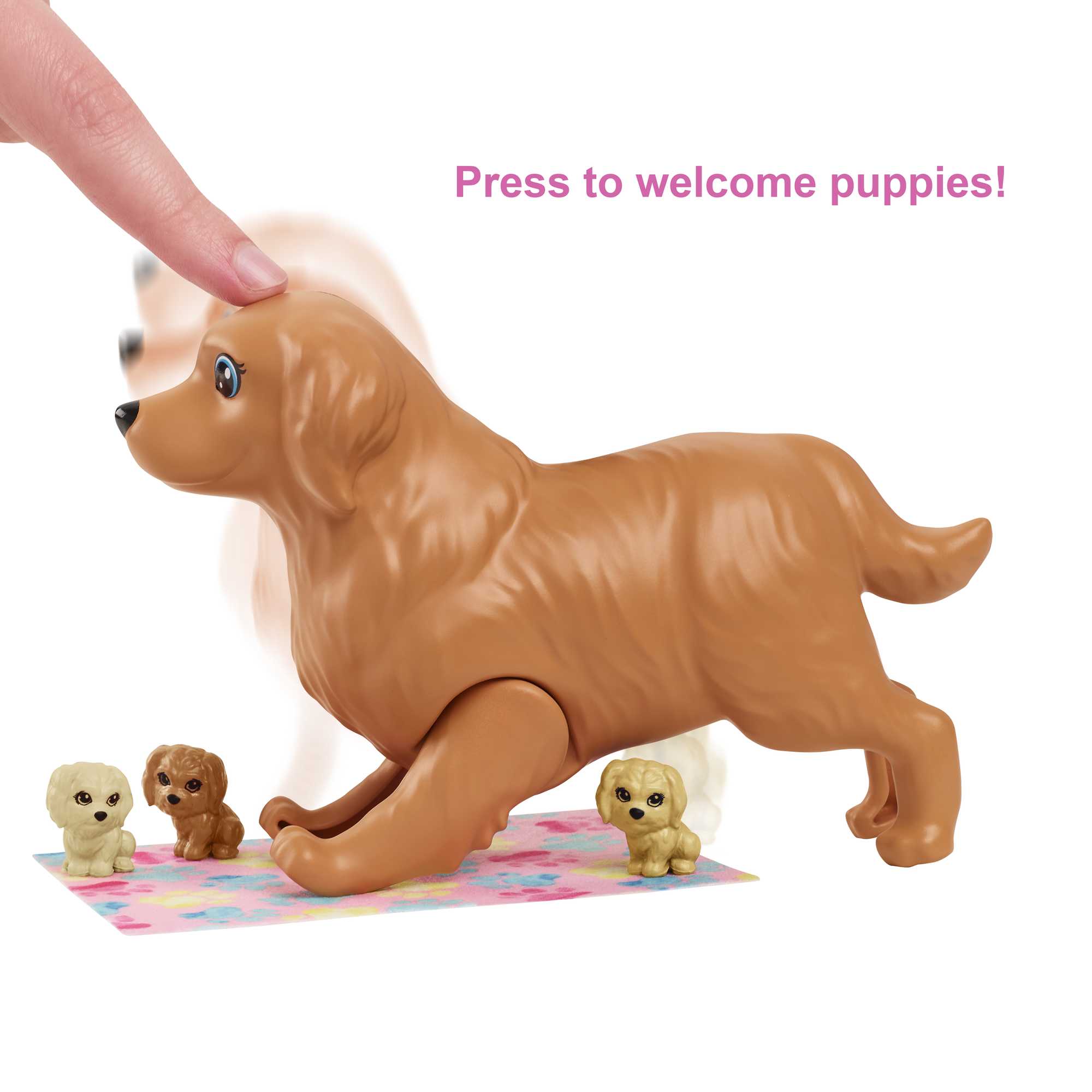 Barbie Doll Newborn Pups Playset With Blonde Doll, Mommy Dog And 3 Puppies, Kids Toys - Image 3