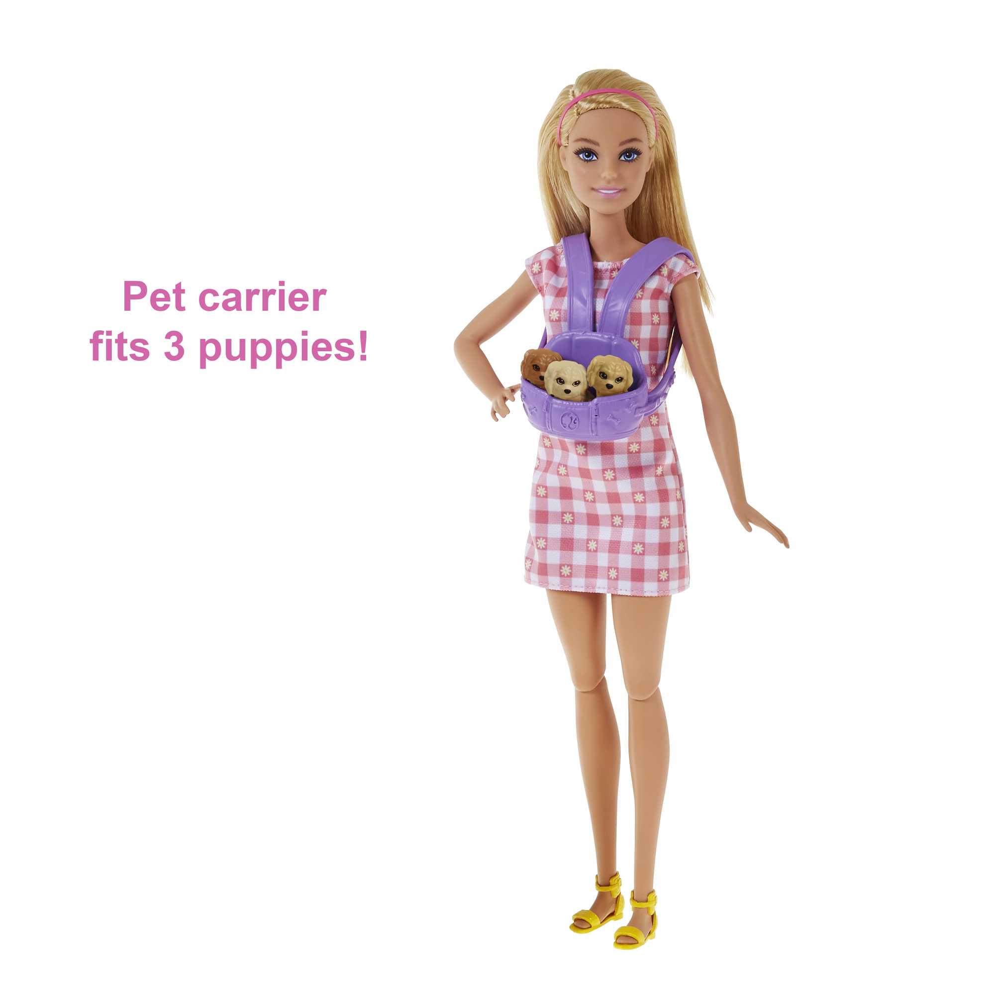 Barbie Doll Newborn Pups Playset With Blonde Doll, Mommy Dog And 3 Puppies, Kids Toys - Image 5