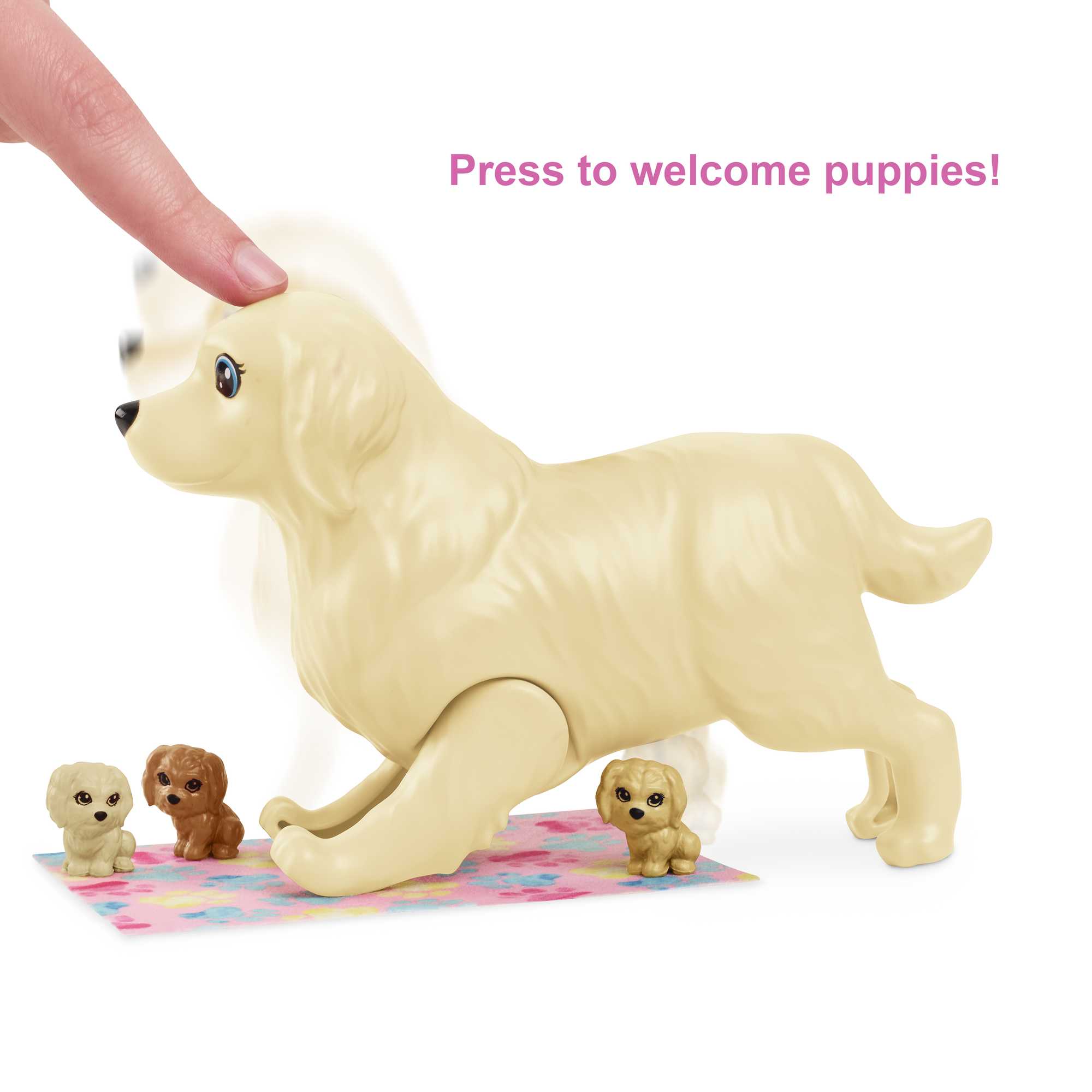 Barbie Doll Newborn Pups Playset With Brunette Doll, Mommy Dog, 3 Puppies, Kids Toys - Image 3
