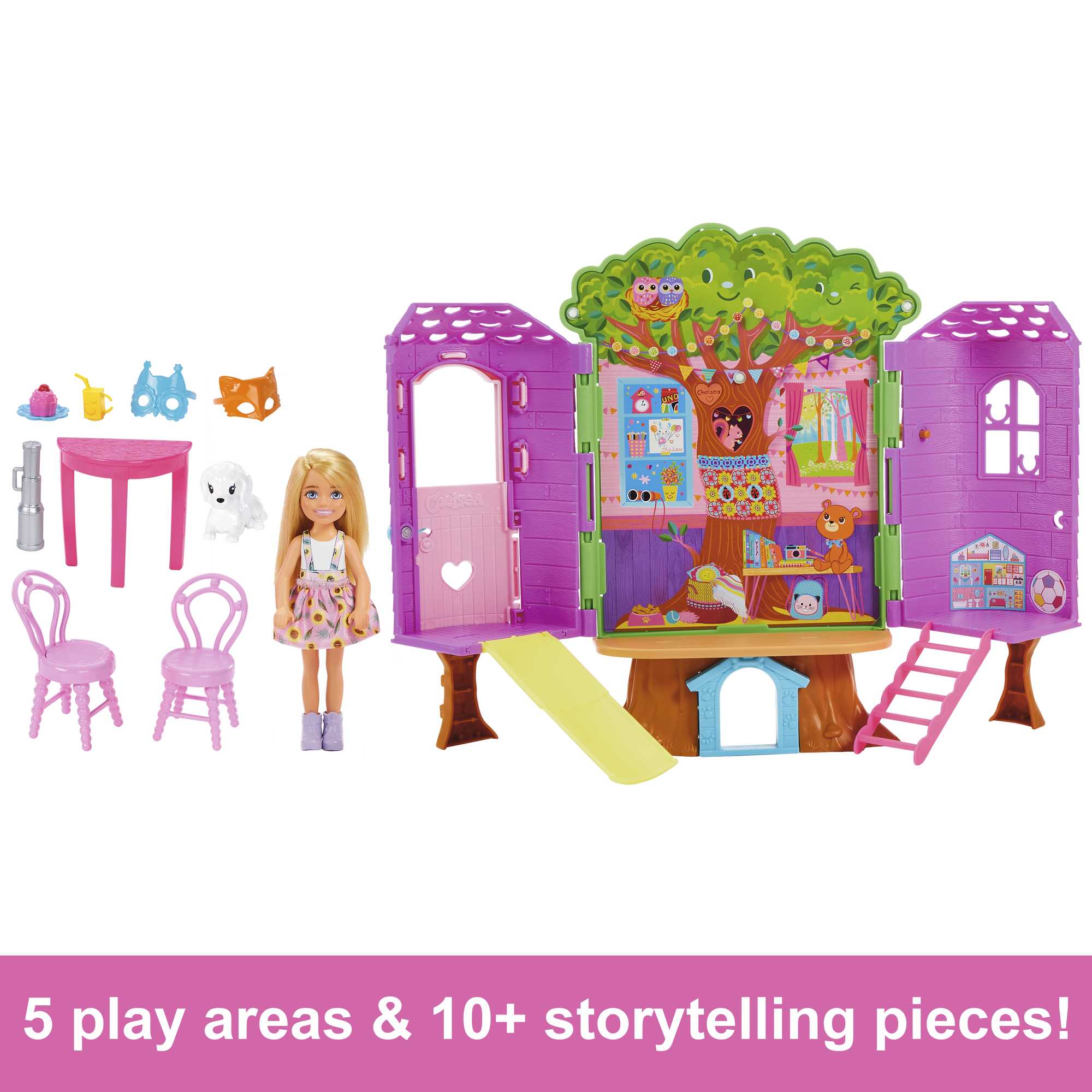 Chelsea Barbie Doll And Treehouse Playset With Pet Puppy - Image 3