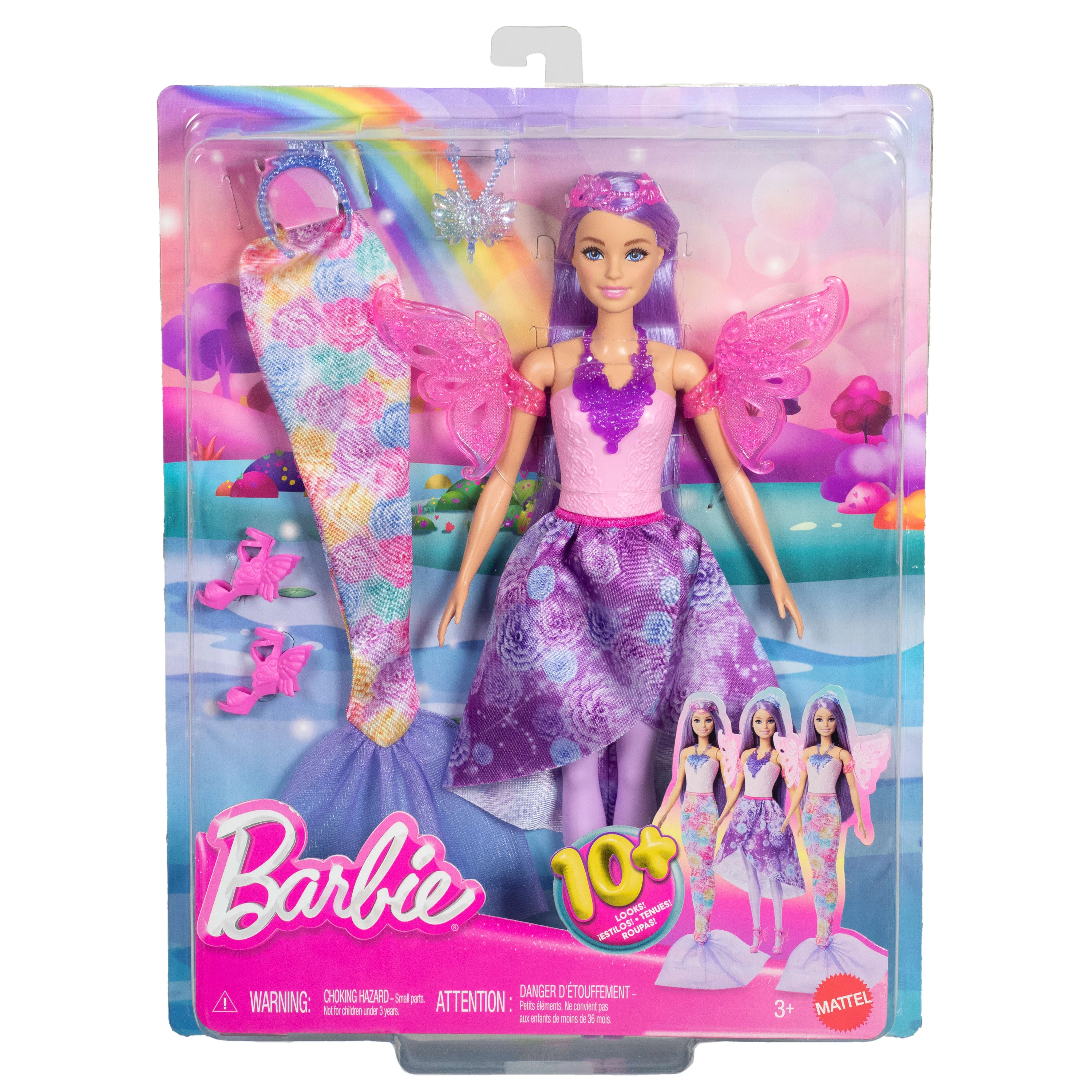 Barbie Doll Fantasy Fashion Pack With Accessories Including Mermaid Tail, Fairy Wings, & Necklaces - Image 6
