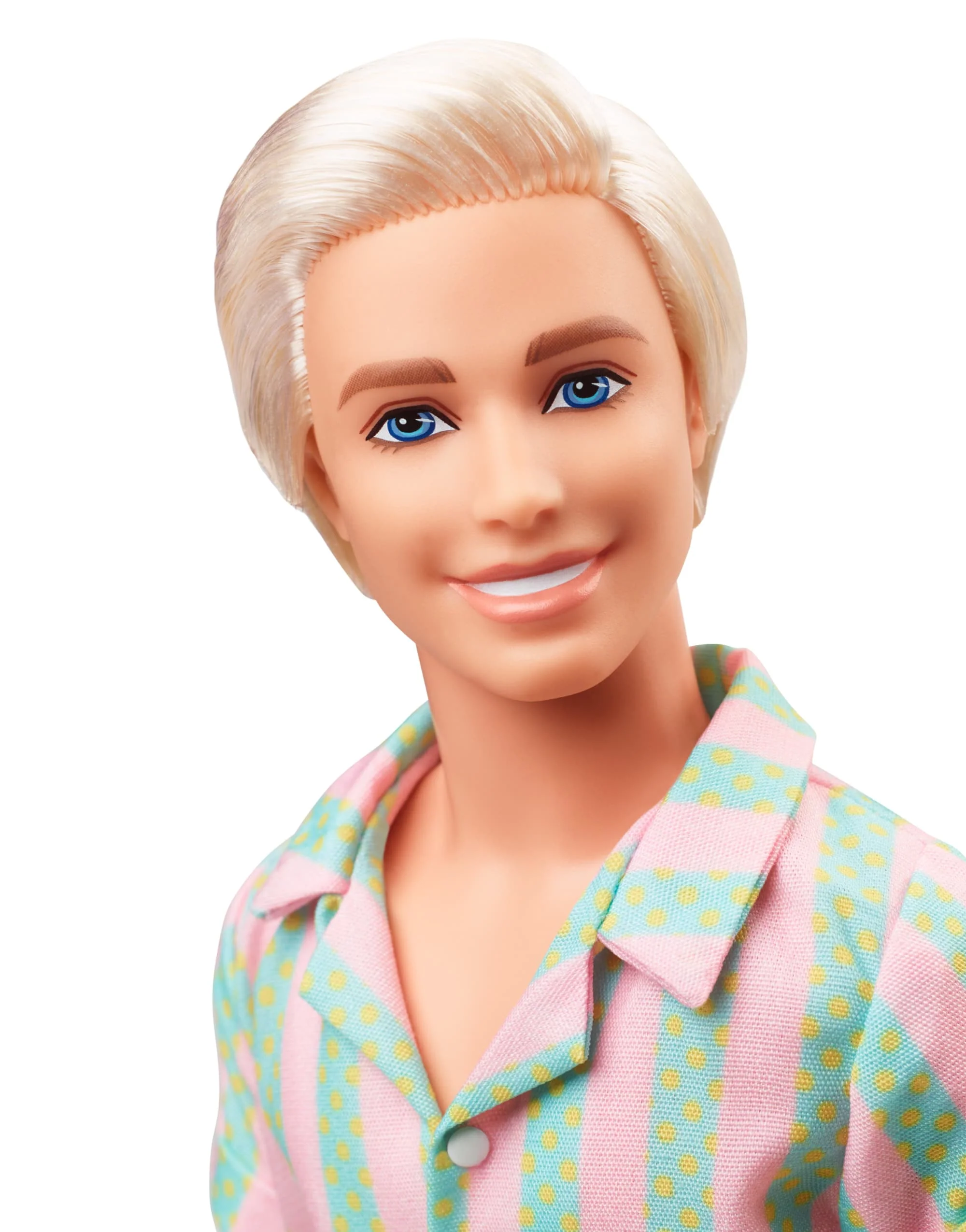Barbie The Movie Ken Doll Wearing Pastel Striped Beach Matching Set - Image 2