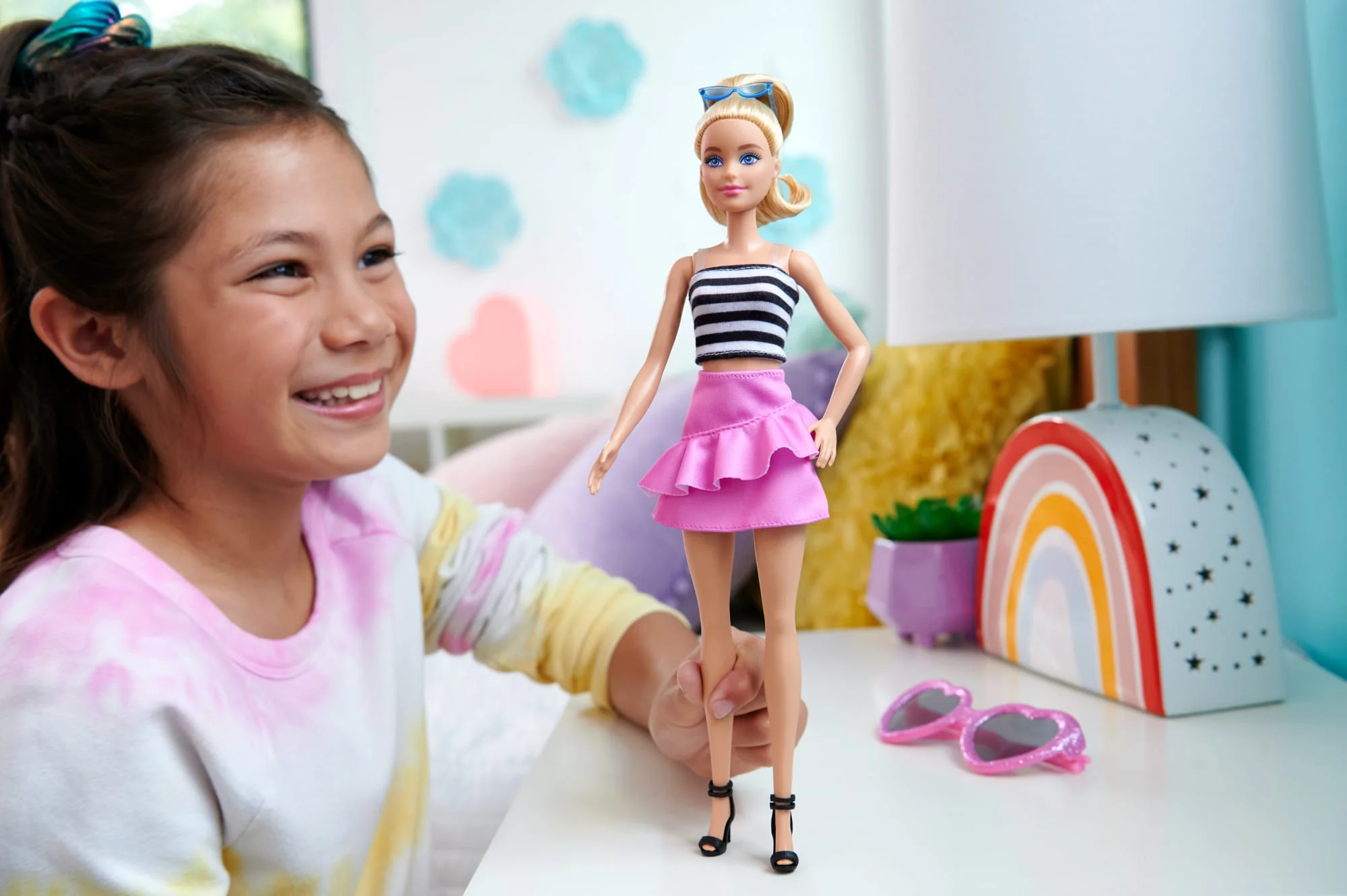 Barbie Fashionistas Doll #213, Blonde With Striped Top, Pink Skirt & Sunglasses, 65Th Anniversary - Image 2