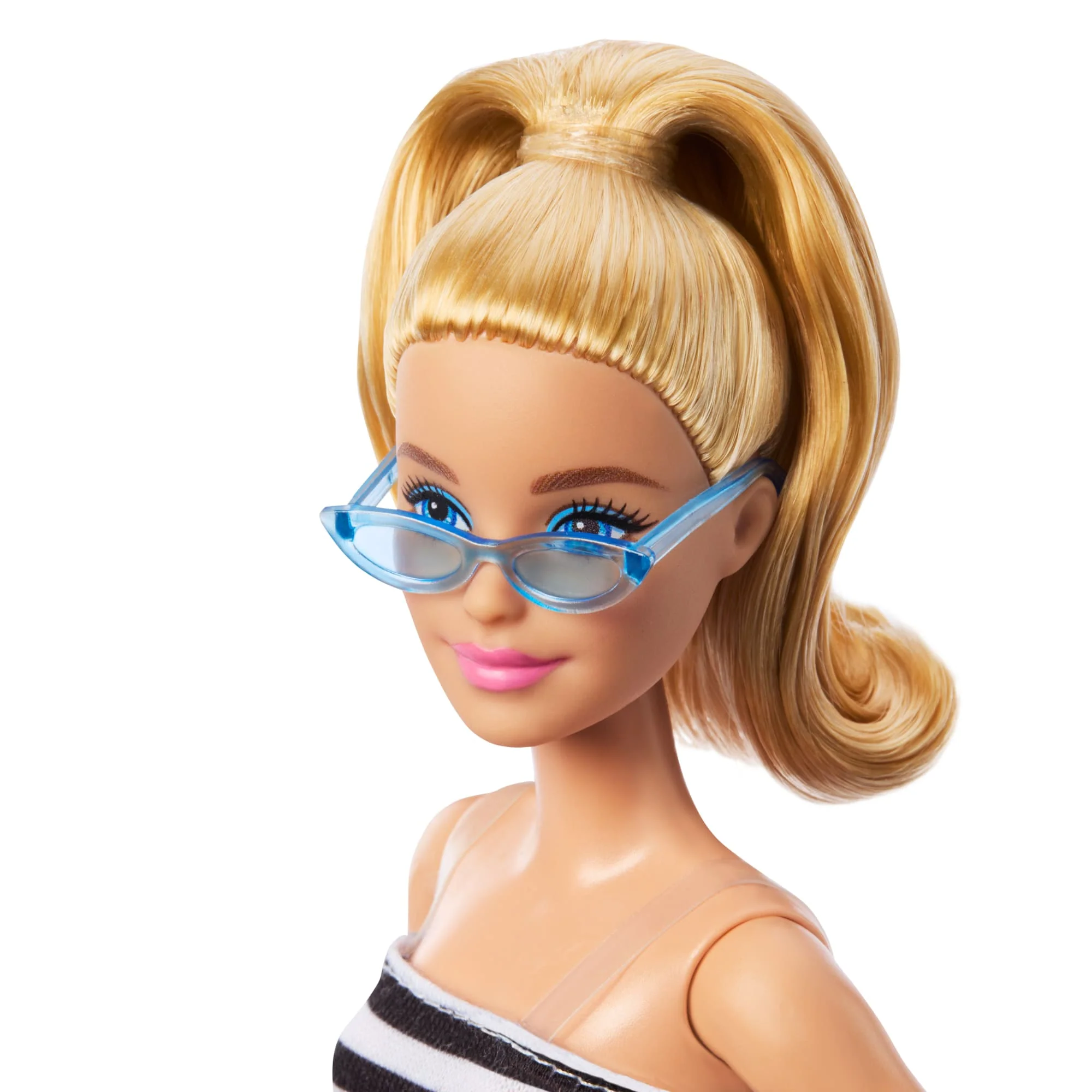 Barbie Fashionistas Doll #213, Blonde With Striped Top, Pink Skirt & Sunglasses, 65Th Anniversary - Image 3
