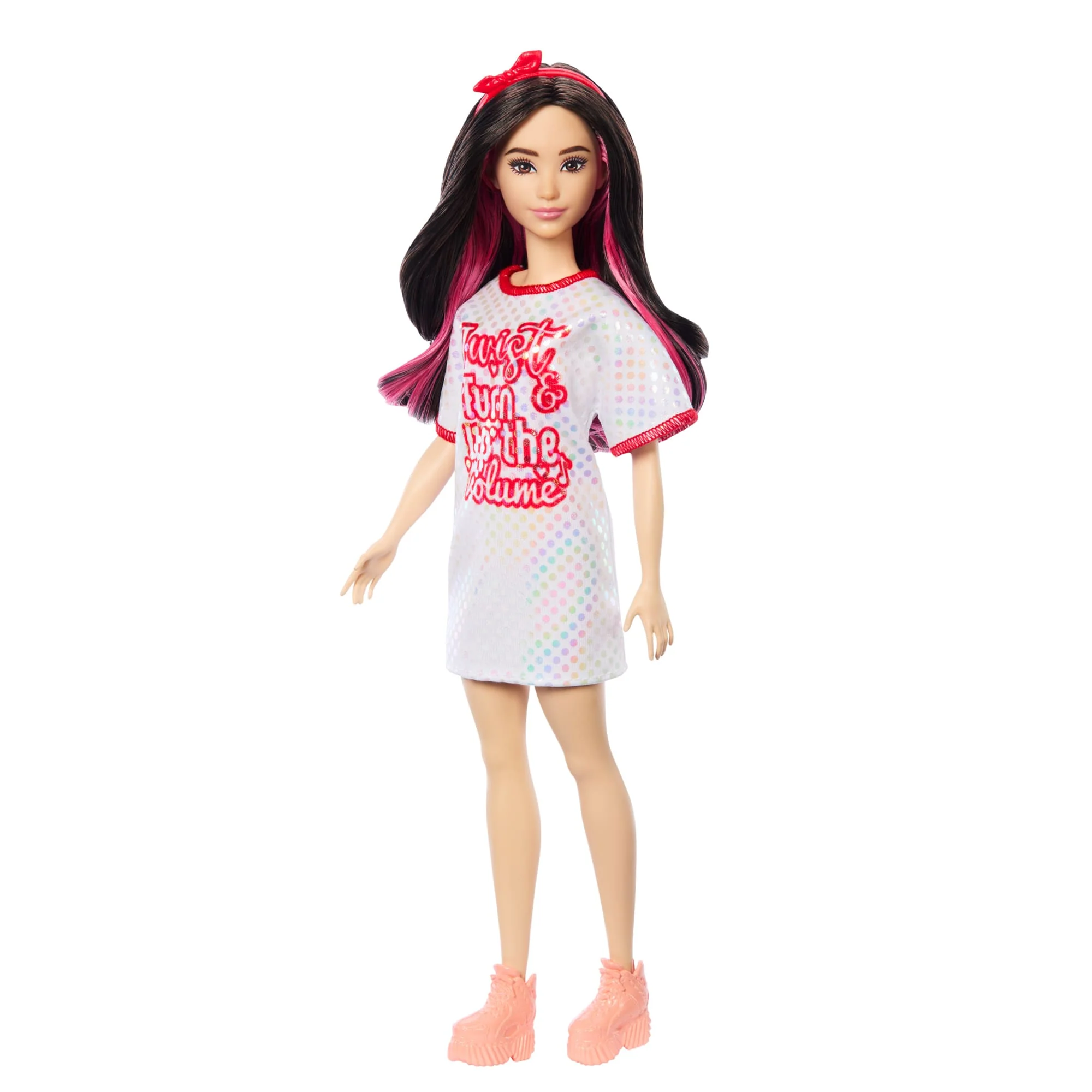 Barbie Fashionistas Doll #214, Black Wavy Hair With Twist ‘n’ Turn Dress & Accessories, 65Th Anniversary - Image 4
