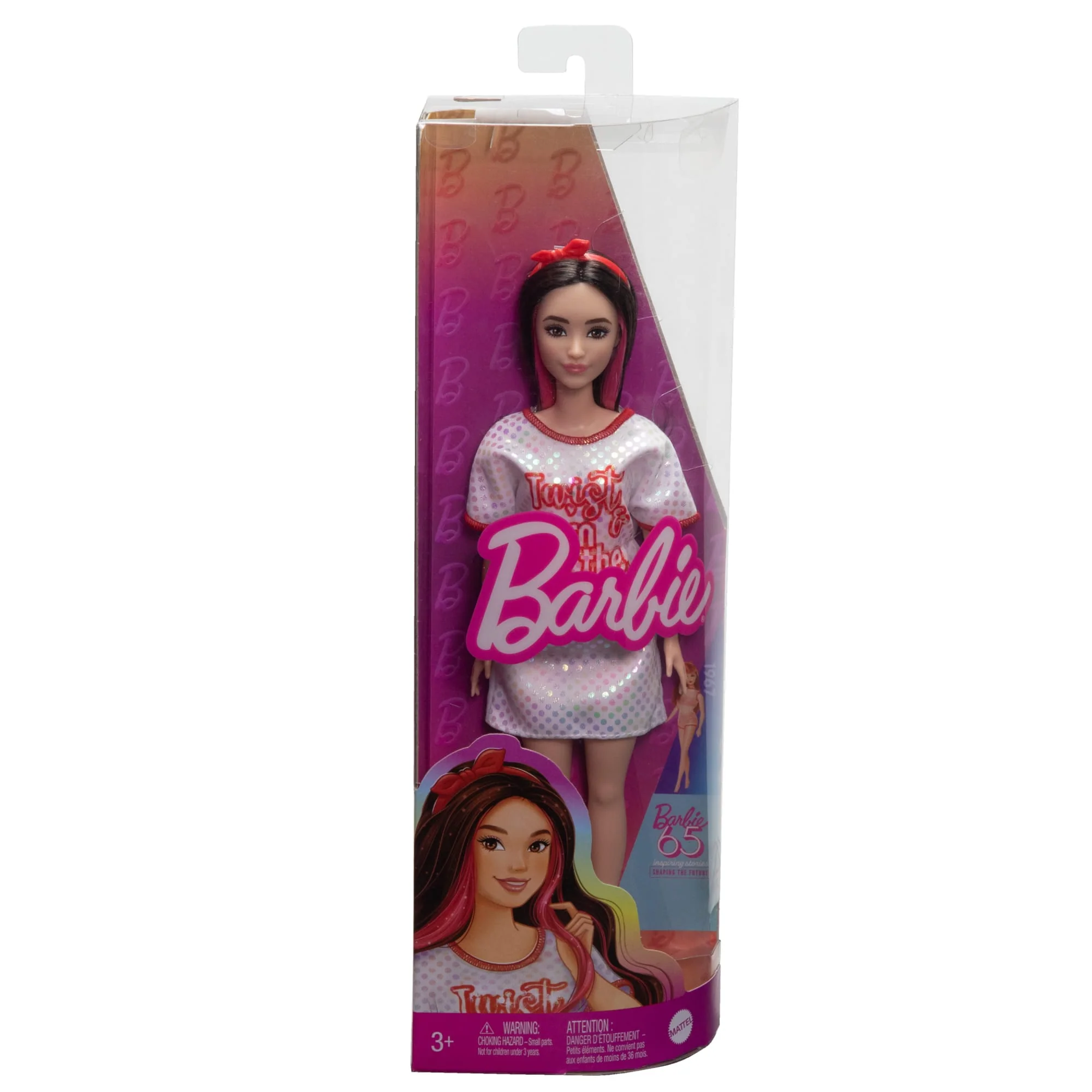 Barbie Fashionistas Doll #214, Black Wavy Hair With Twist ‘n’ Turn Dress & Accessories, 65Th Anniversary - Image 6