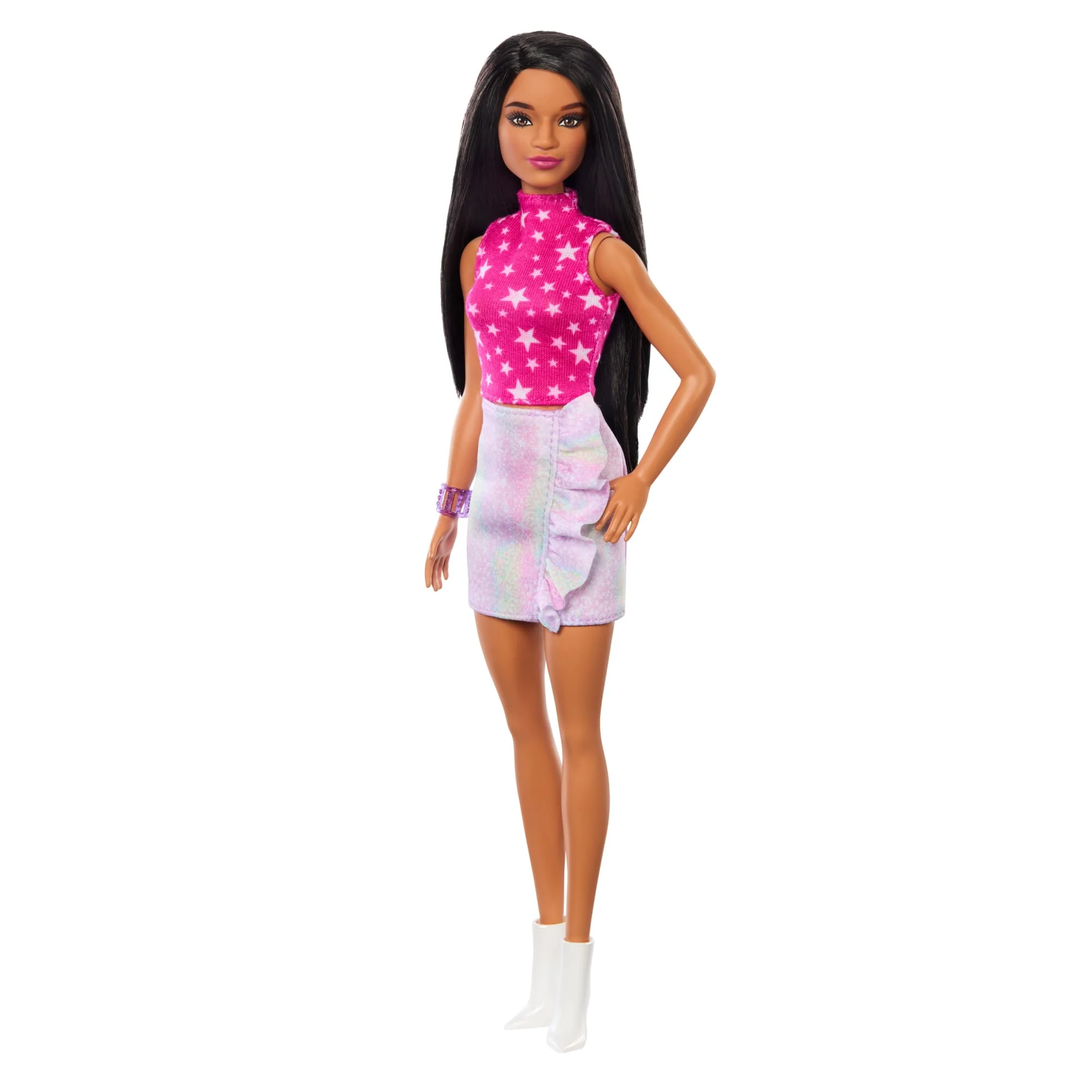 Barbie Fashionistas Doll #215 With Black Straight Hair & Iridescent Skirt, 65Th Anniversary - Image 4