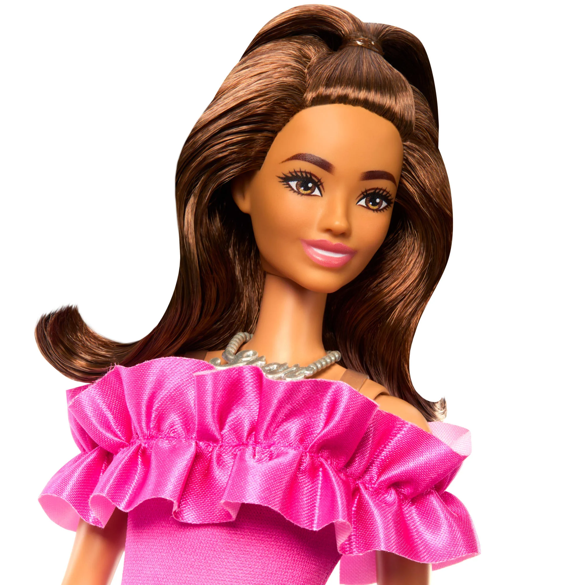 Barbie Fashionistas Doll #217 With Brown Wavy Hair & Pink Dress, 65Th Anniversary - Image 3