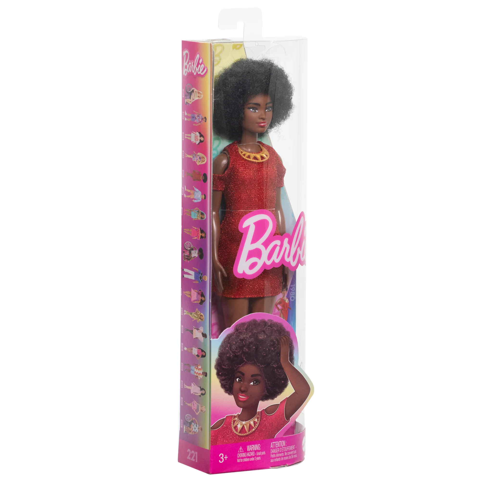 Barbie Fashionistas Doll #221 With Natural Black Hair, Red Dress & Accessories, 65th Anniversary - Image 6