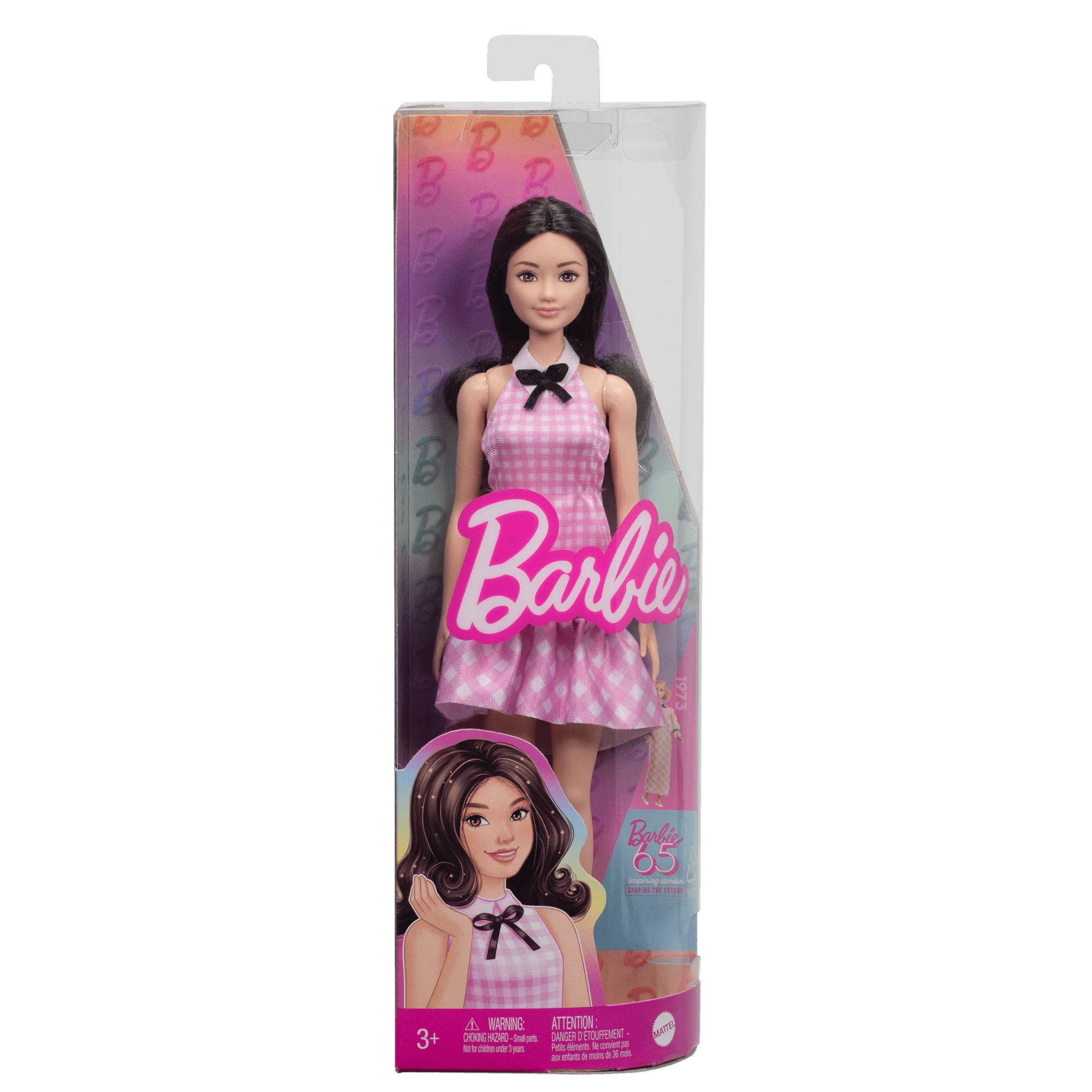Barbie Fashionistas Doll #224 With Black Hair, Pink Gingham Dress & Accessories, 65th Anniversary - Image 6