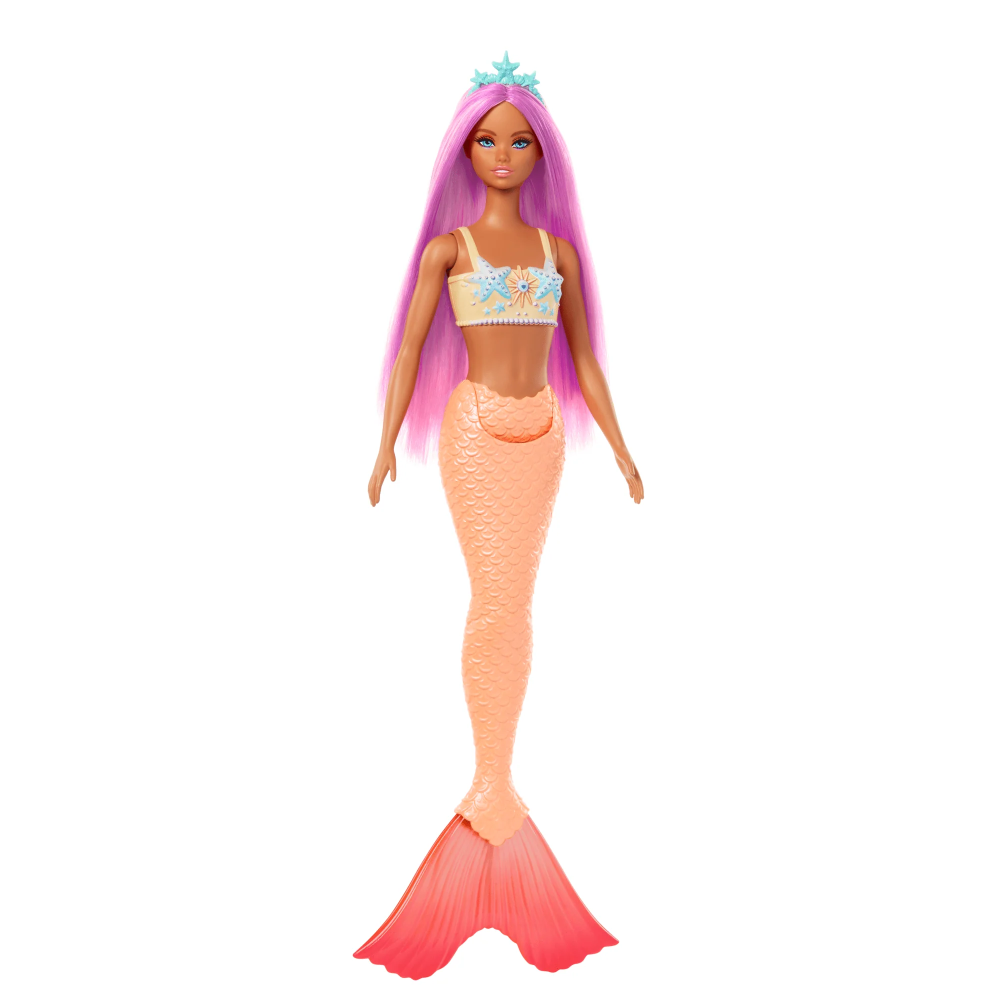 Barbie Mermaid Doll With Pink Hair, Soft Orange Tail And Headband Accessory - Image 2