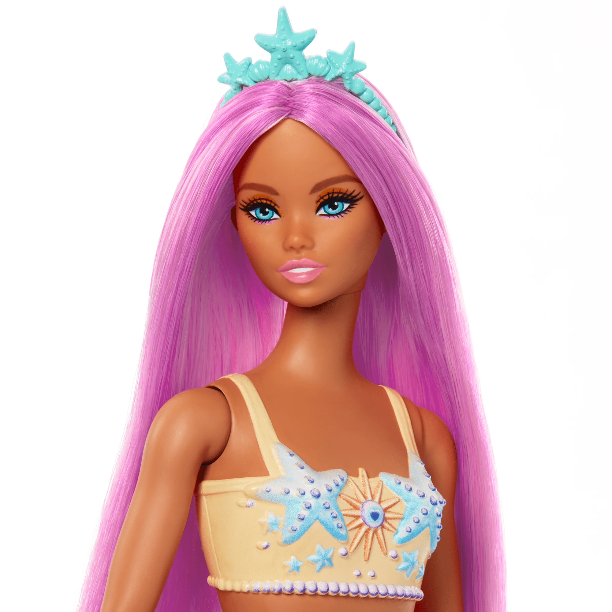 Barbie Mermaid Doll With Pink Hair, Soft Orange Tail And Headband Accessory - Image 3