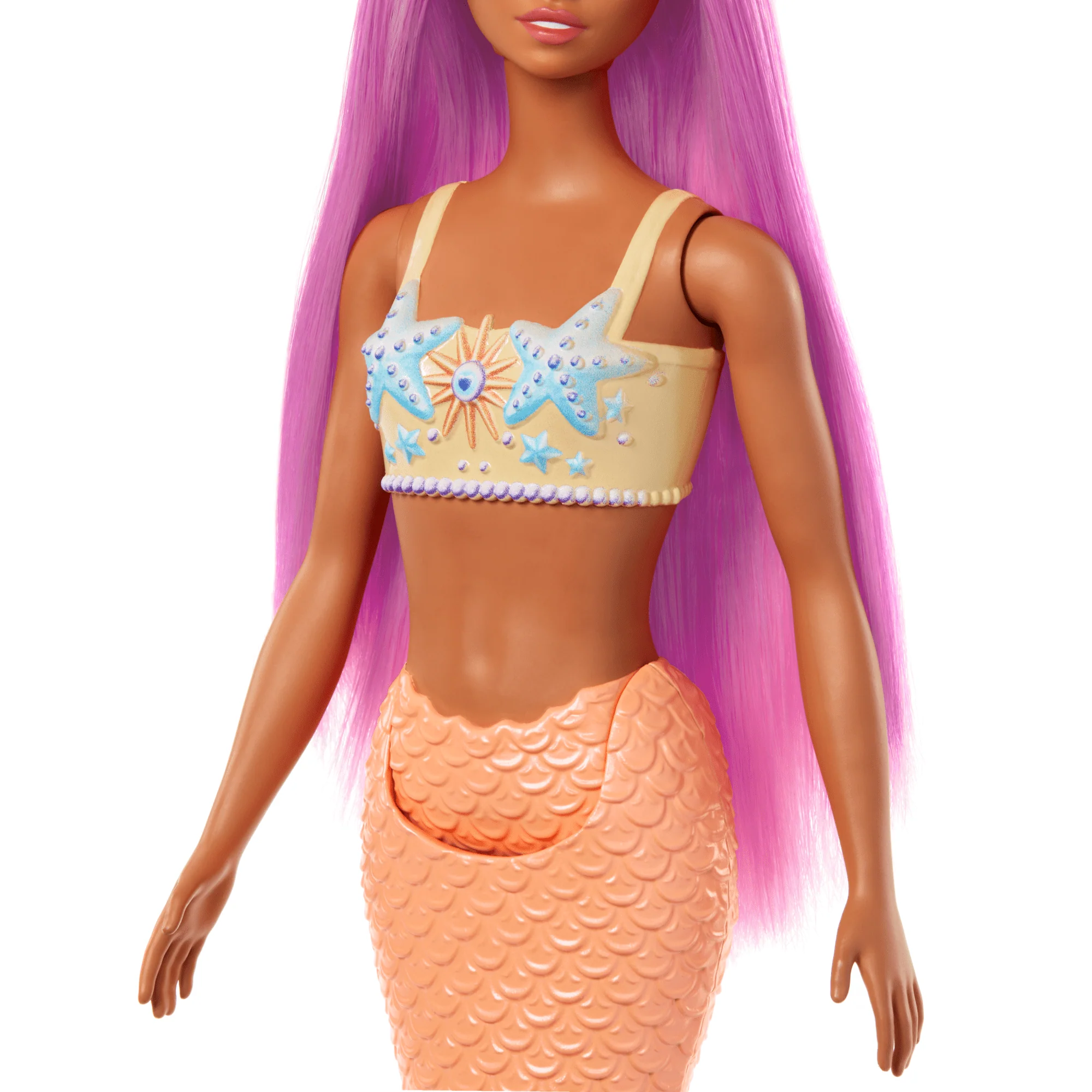 Barbie Mermaid Doll With Pink Hair, Soft Orange Tail And Headband Accessory - Image 4