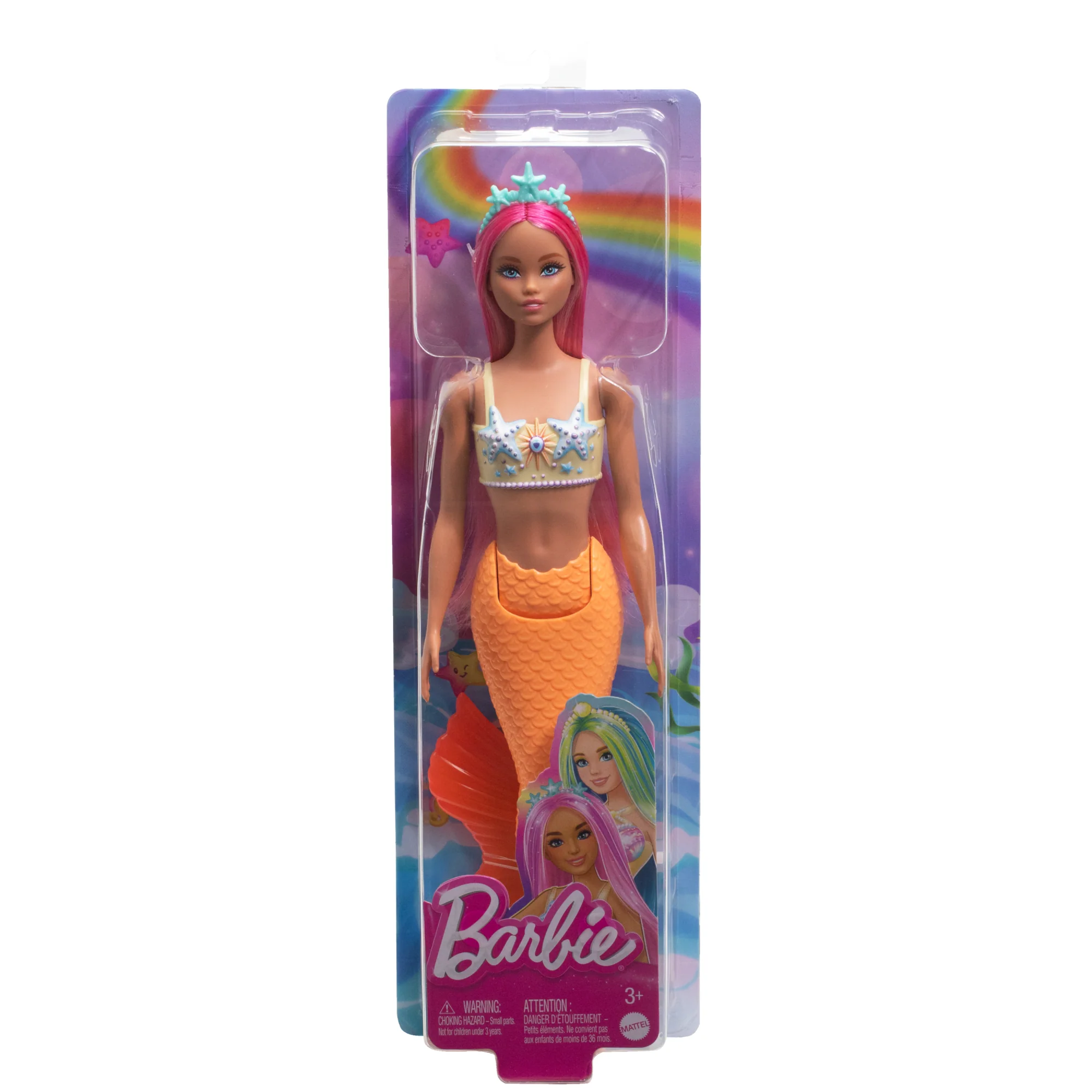 Barbie Mermaid Doll With Pink Hair, Soft Orange Tail And Headband Accessory - Image 6