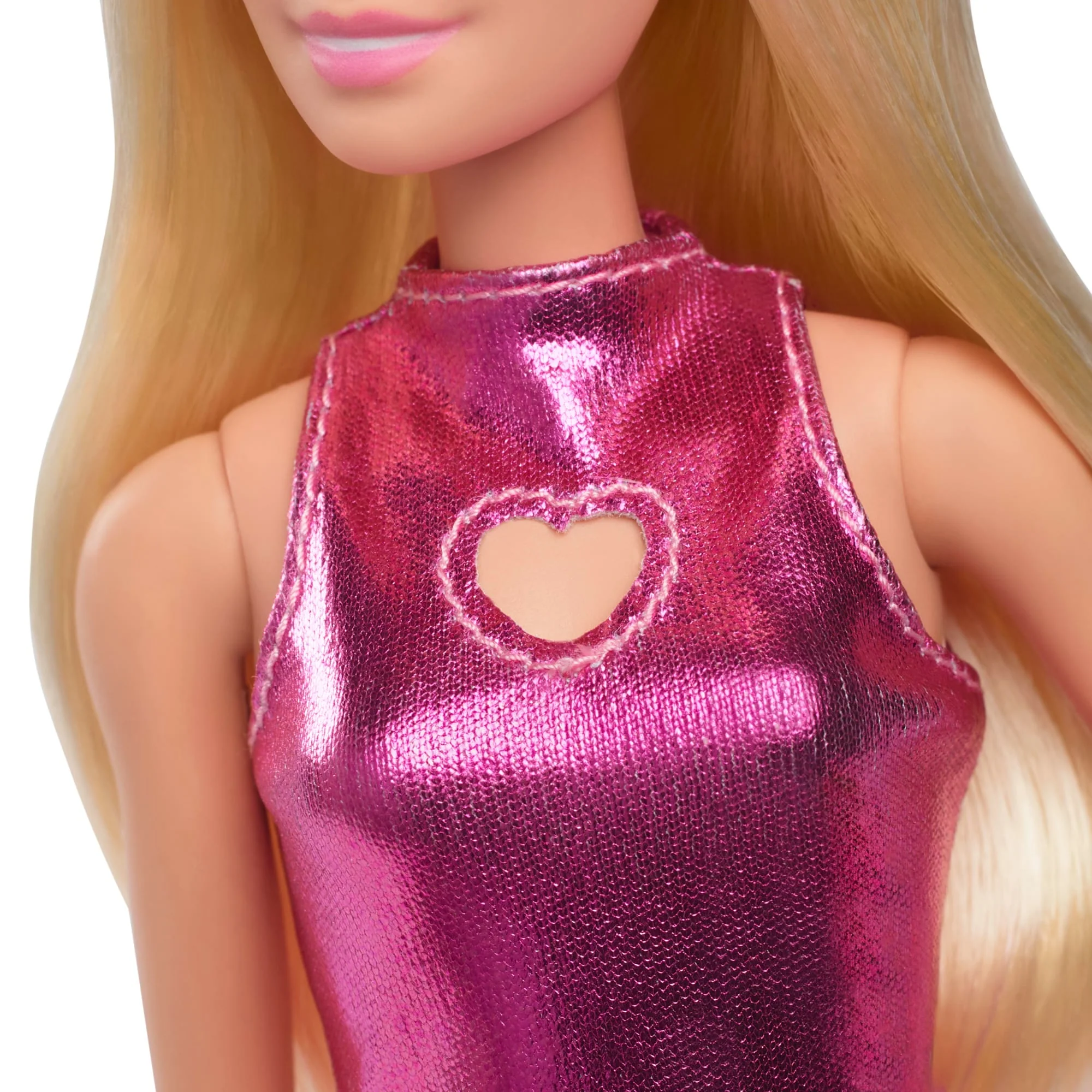 Barbie Fashionistas Doll #230 in Metallic Pink Minidress With Heart Cut-Out, Blond Hair - Image 4