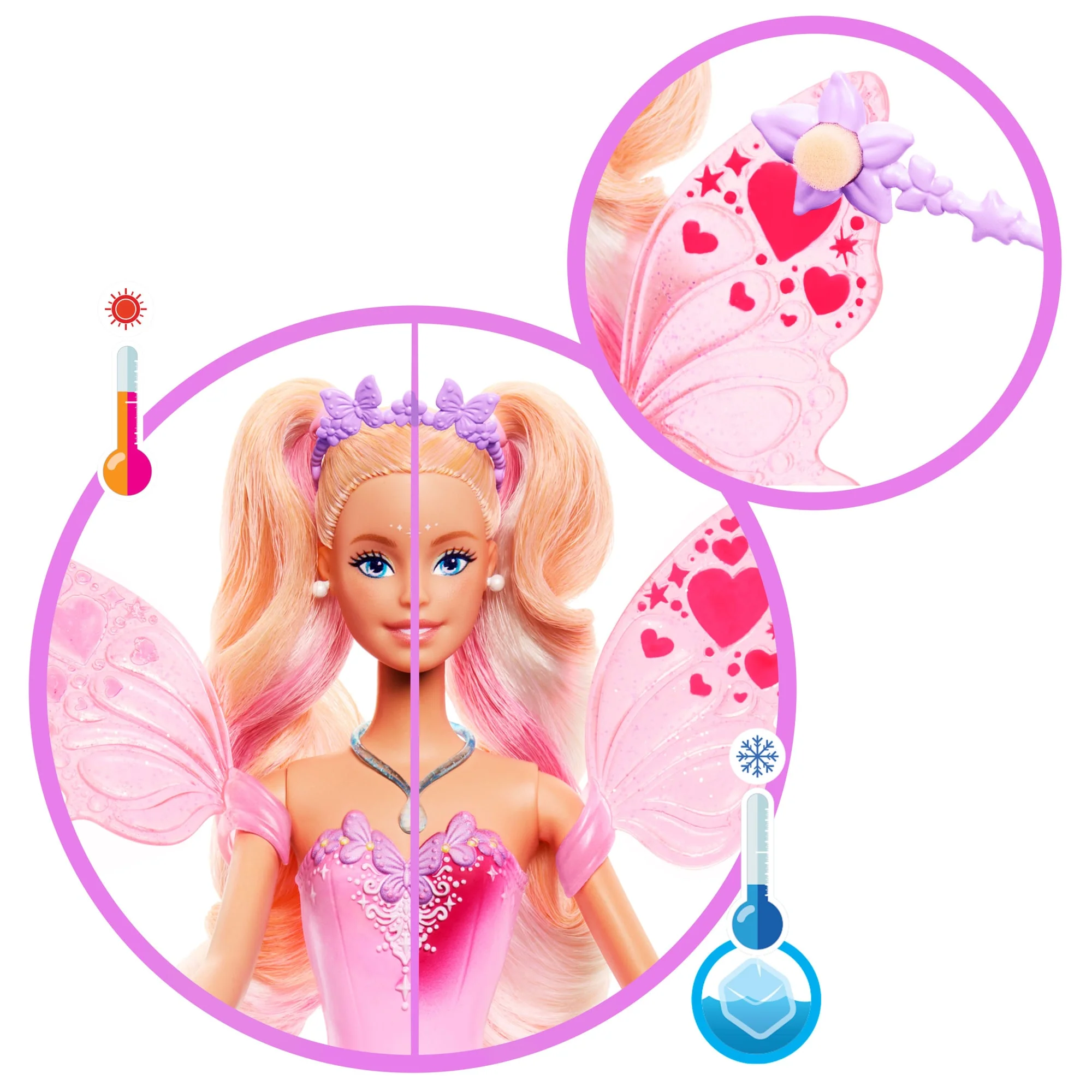 Barbie Fantasy Fairy Doll With Color-Change Wings And Outfit, includes Toy Wand With Sponge & Fashion Accessories - Image 3