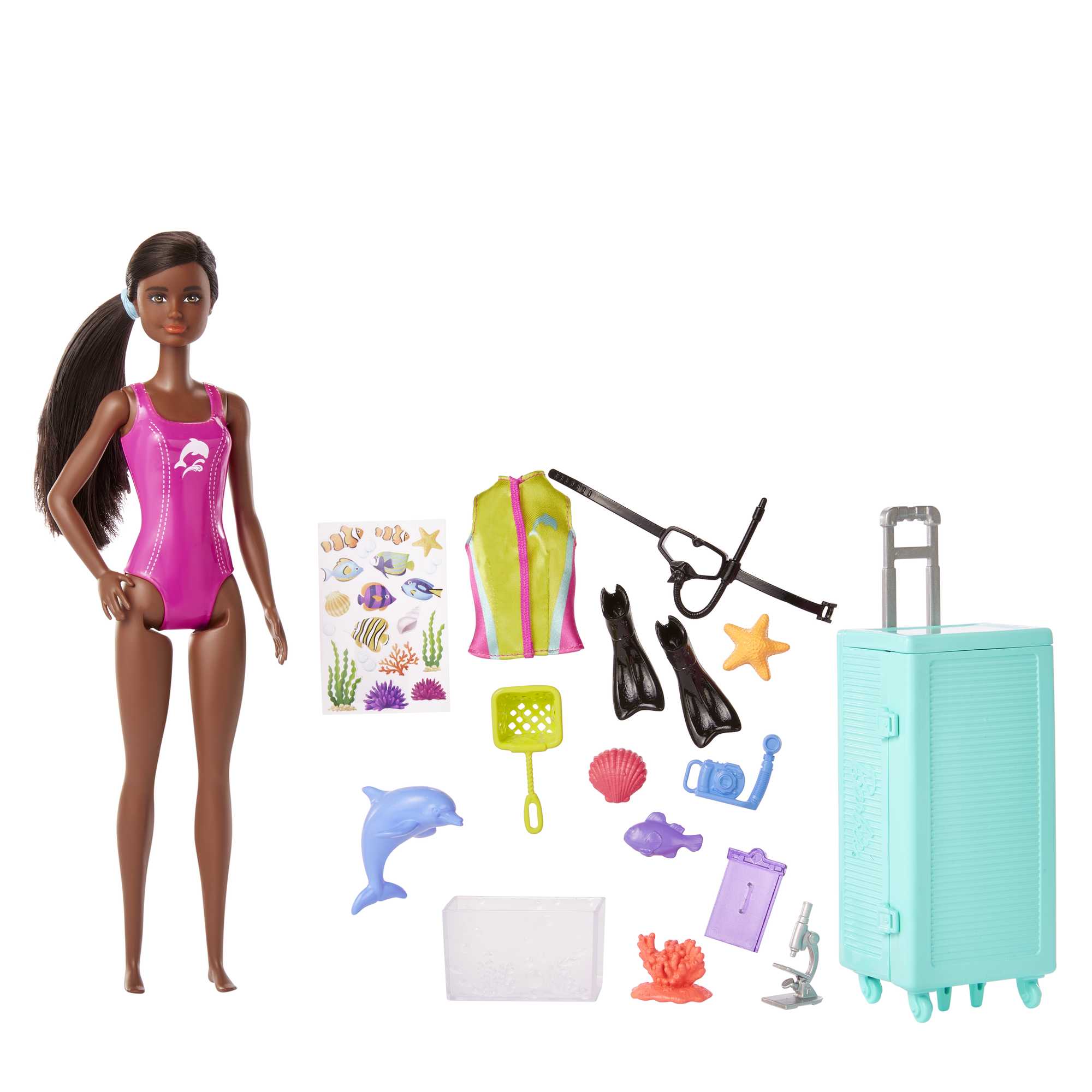 Barbie Dolls & Accessories, Marine Biologist Doll (Brunette) & Mobile Lab Playset - Image 2