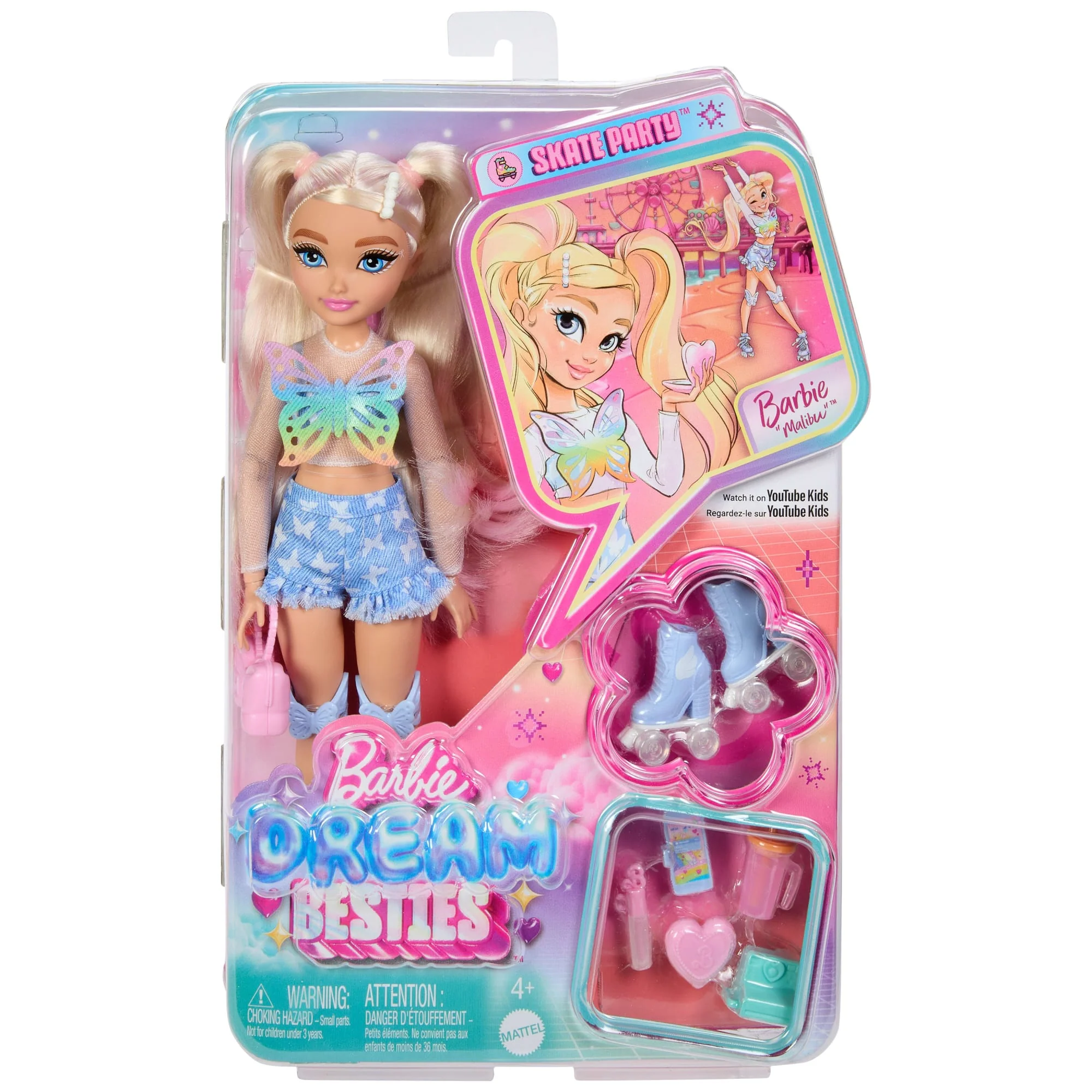 Dream Besties Barbie “Malibu” Roller Skating Fashion Doll With 9 Makeup Themed Accessories - Image 6