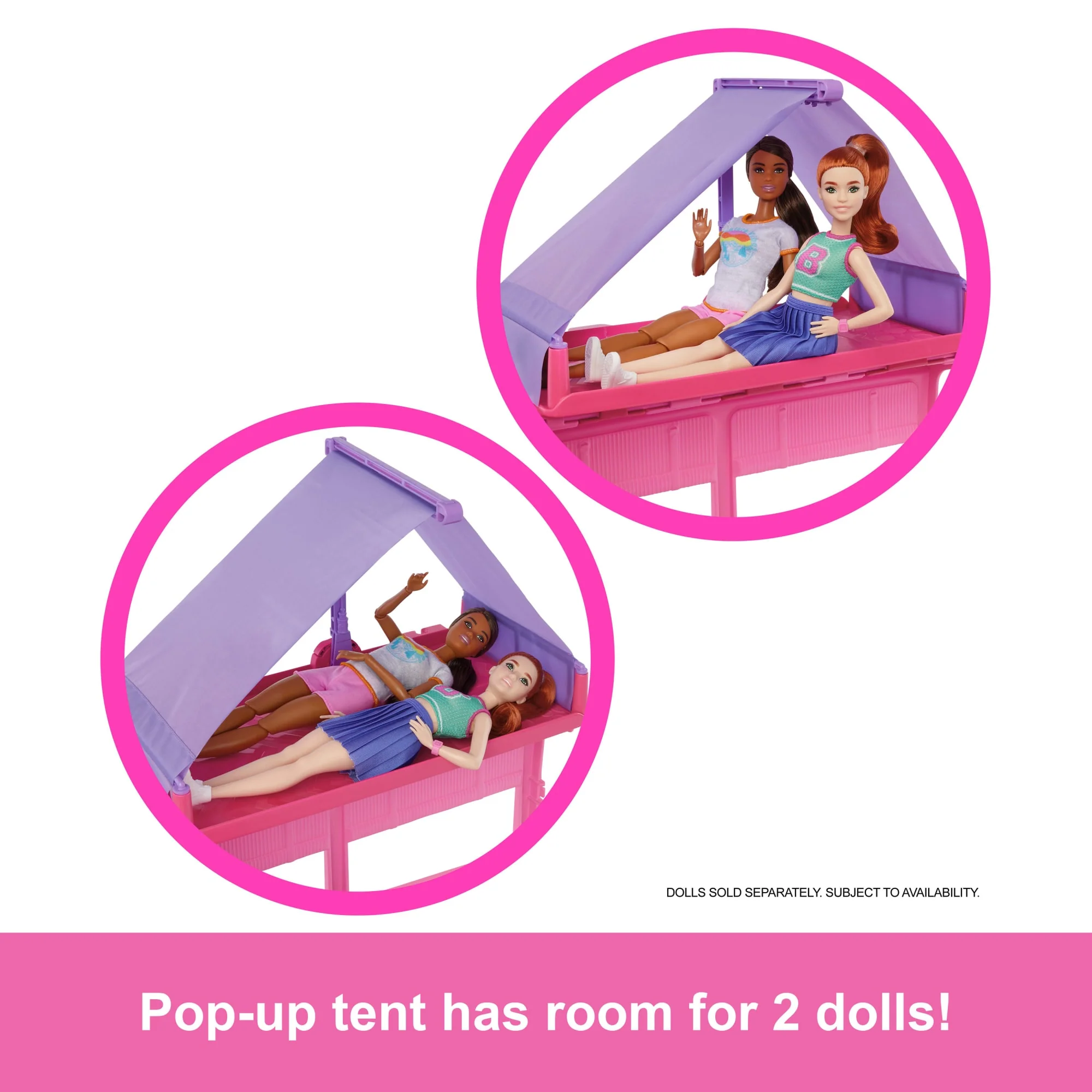 Barbie Dream Camper Playset With Roof Tent, BBQ Grill With Color-Change Feature & 60+ Accessories - Image 3